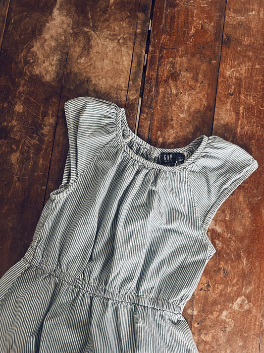 Blue and White Stripes Sleeveless Dress