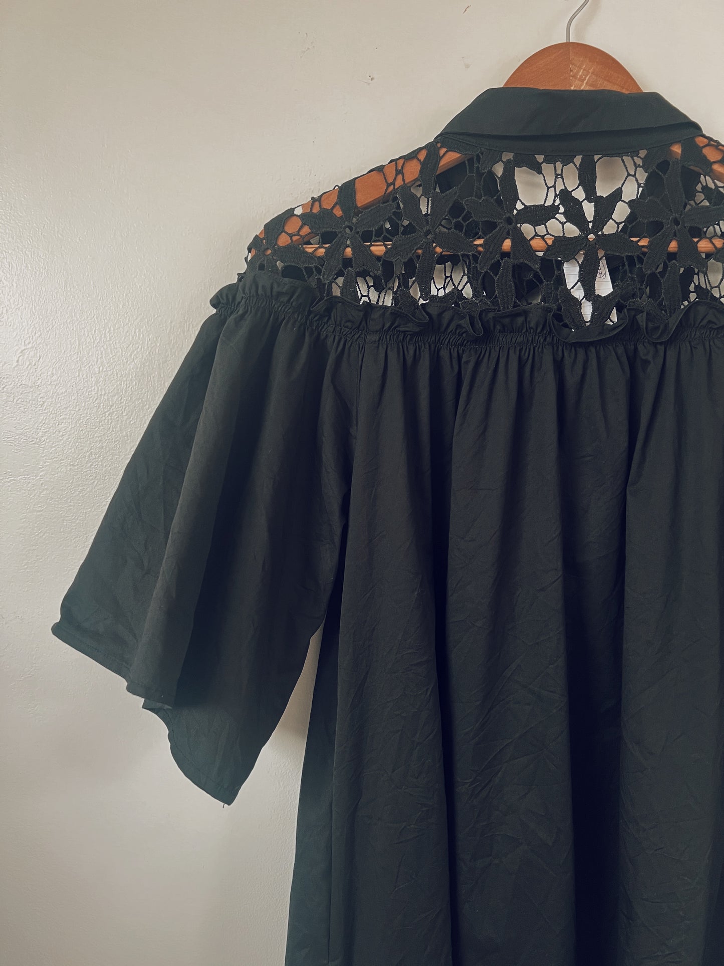 Black Dress with Lace Design