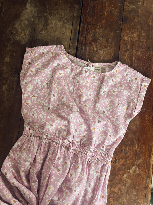 Pink with White Florals Short Sleeve Dress