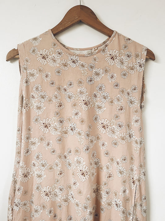 Peach Floral Sleeveless Dress