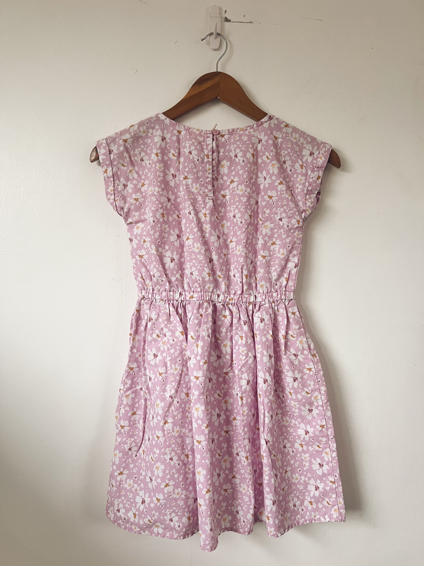 Pink with White Florals Short Sleeve Dress