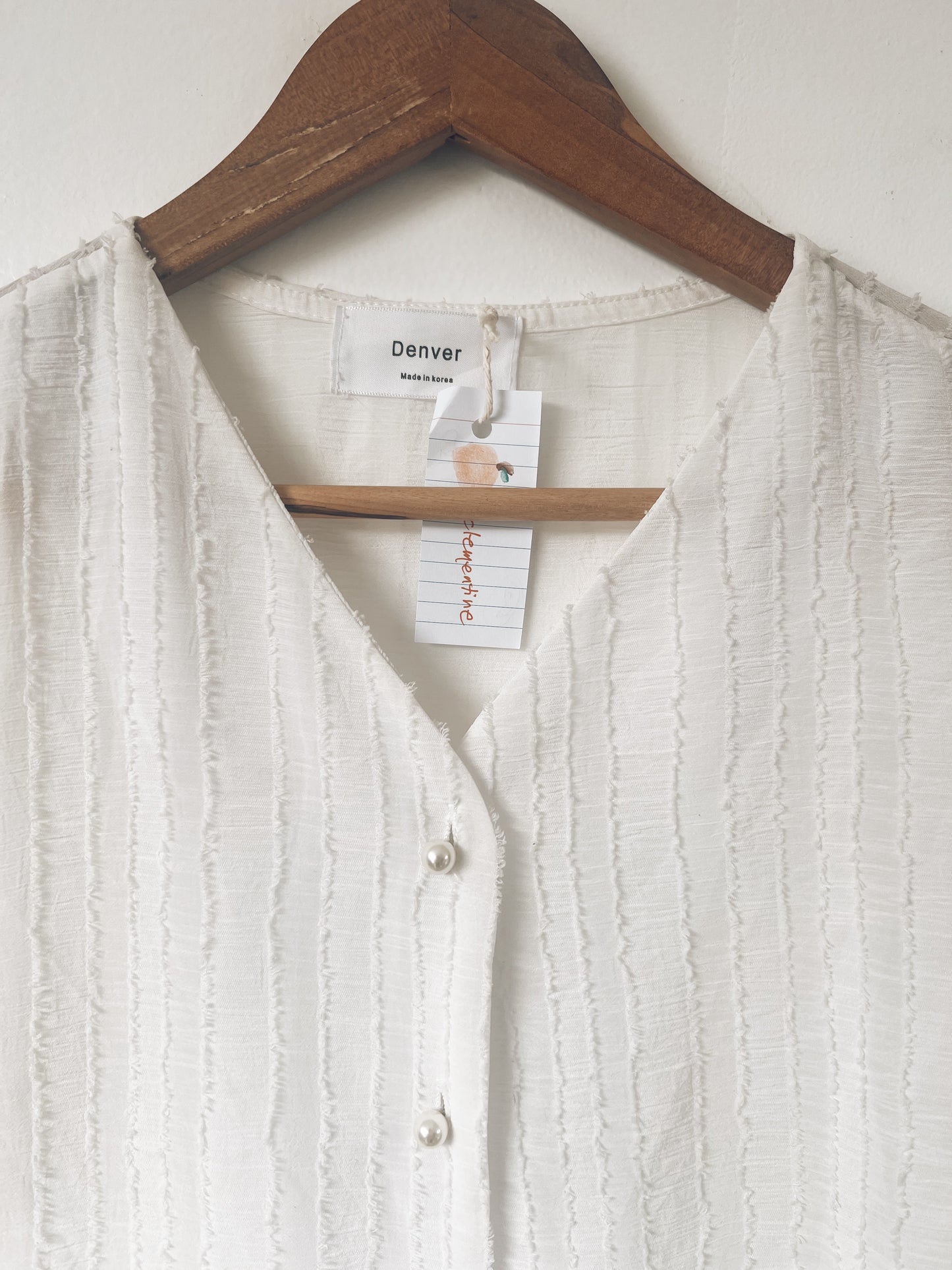 White Textured Short Sleeve Blouse