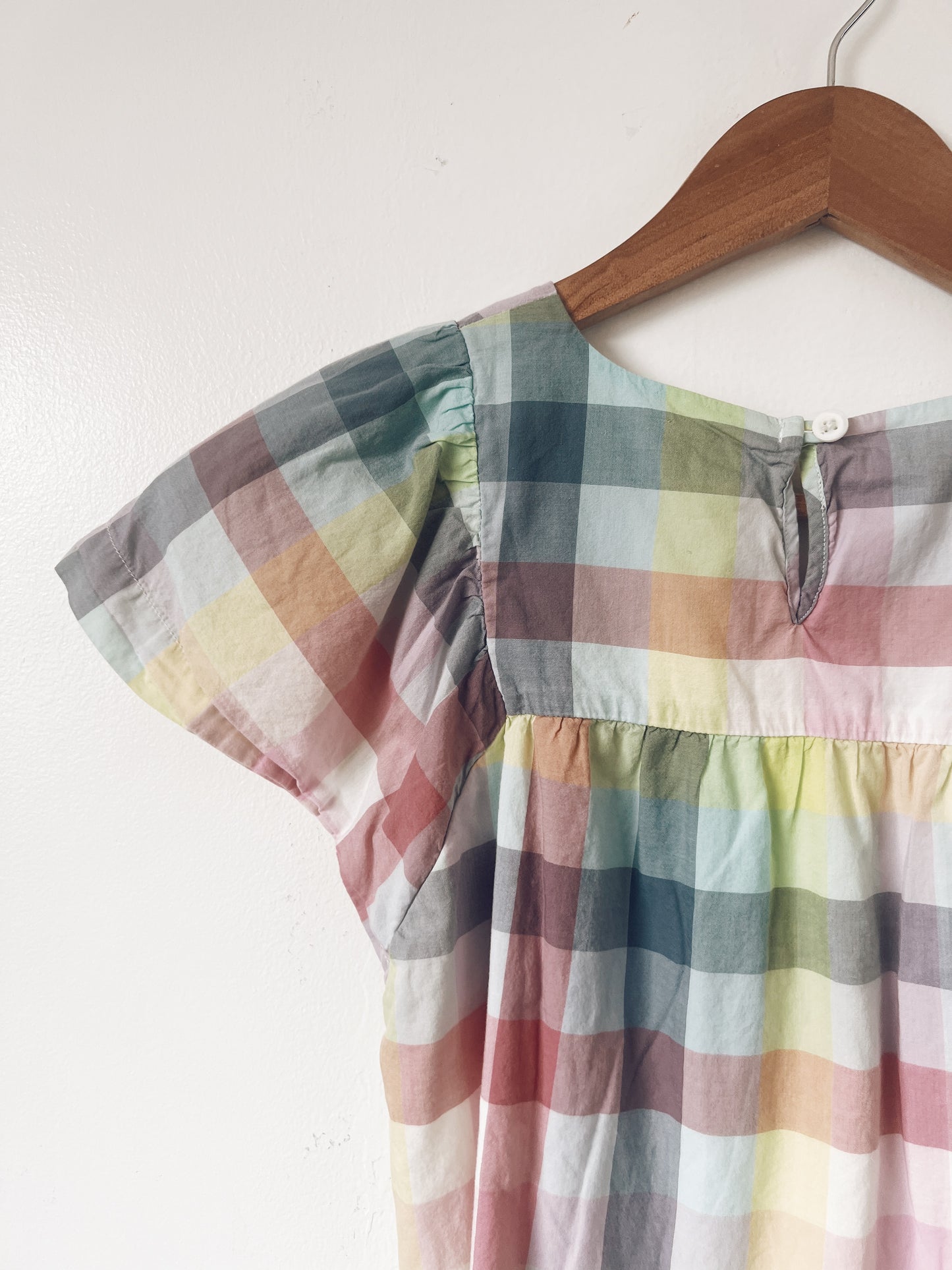 Pastel Checkered Short Sleeve Blouse