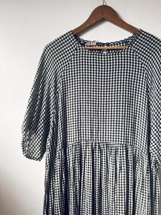Black and White Checkered Short Sleeve Dress