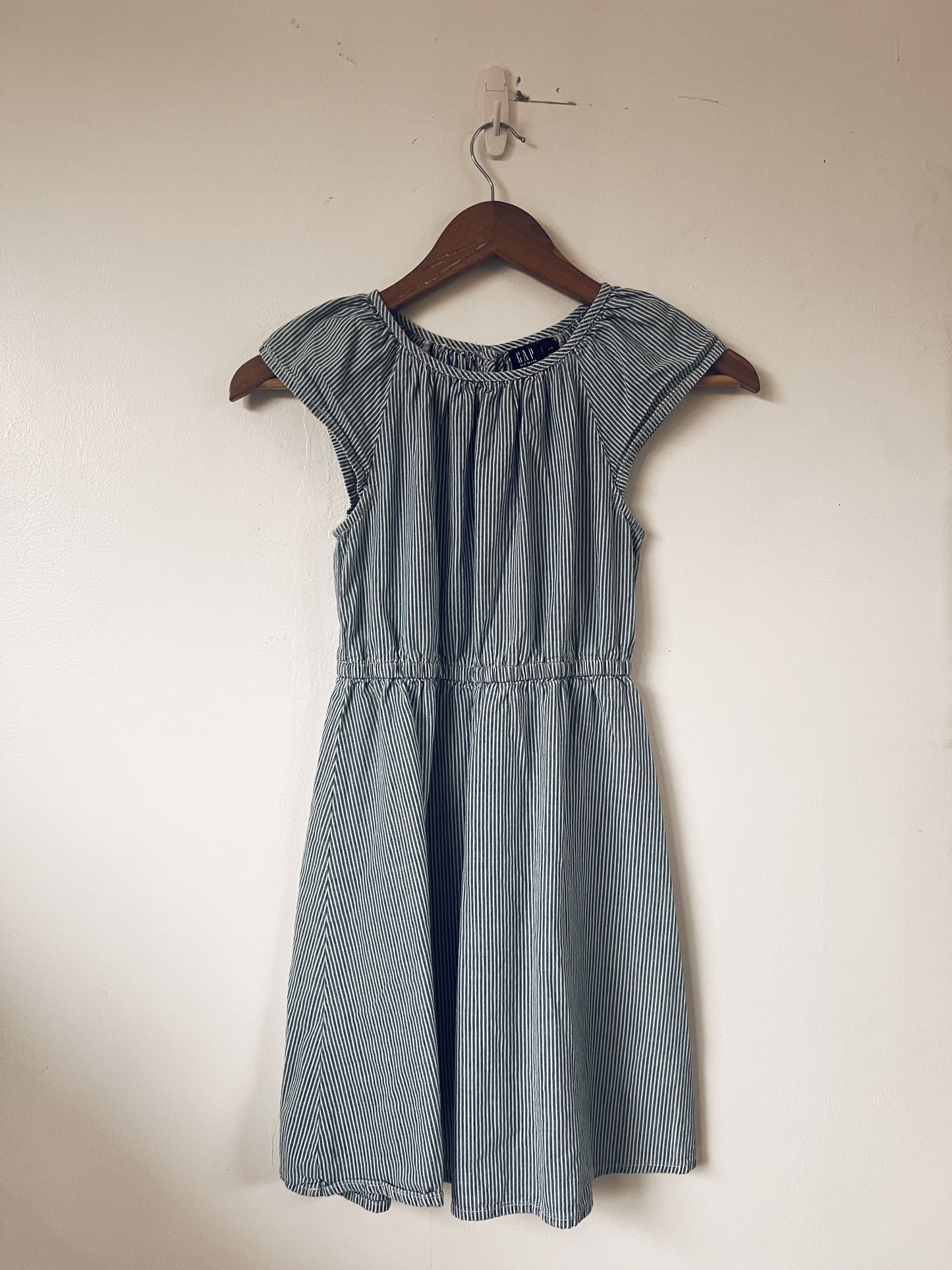 Blue and White Stripes Sleeveless Dress