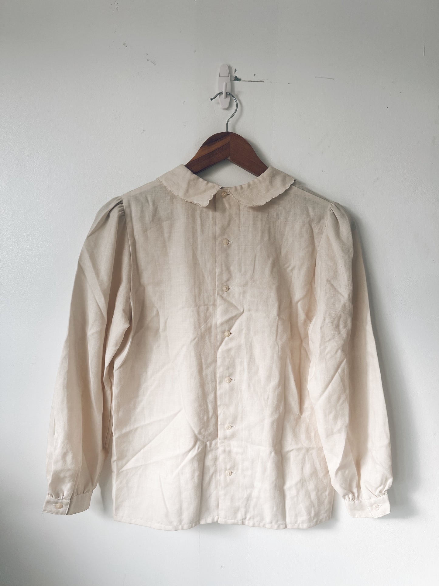 Ribbon Collar Light Brown Long Sleeve Blouse