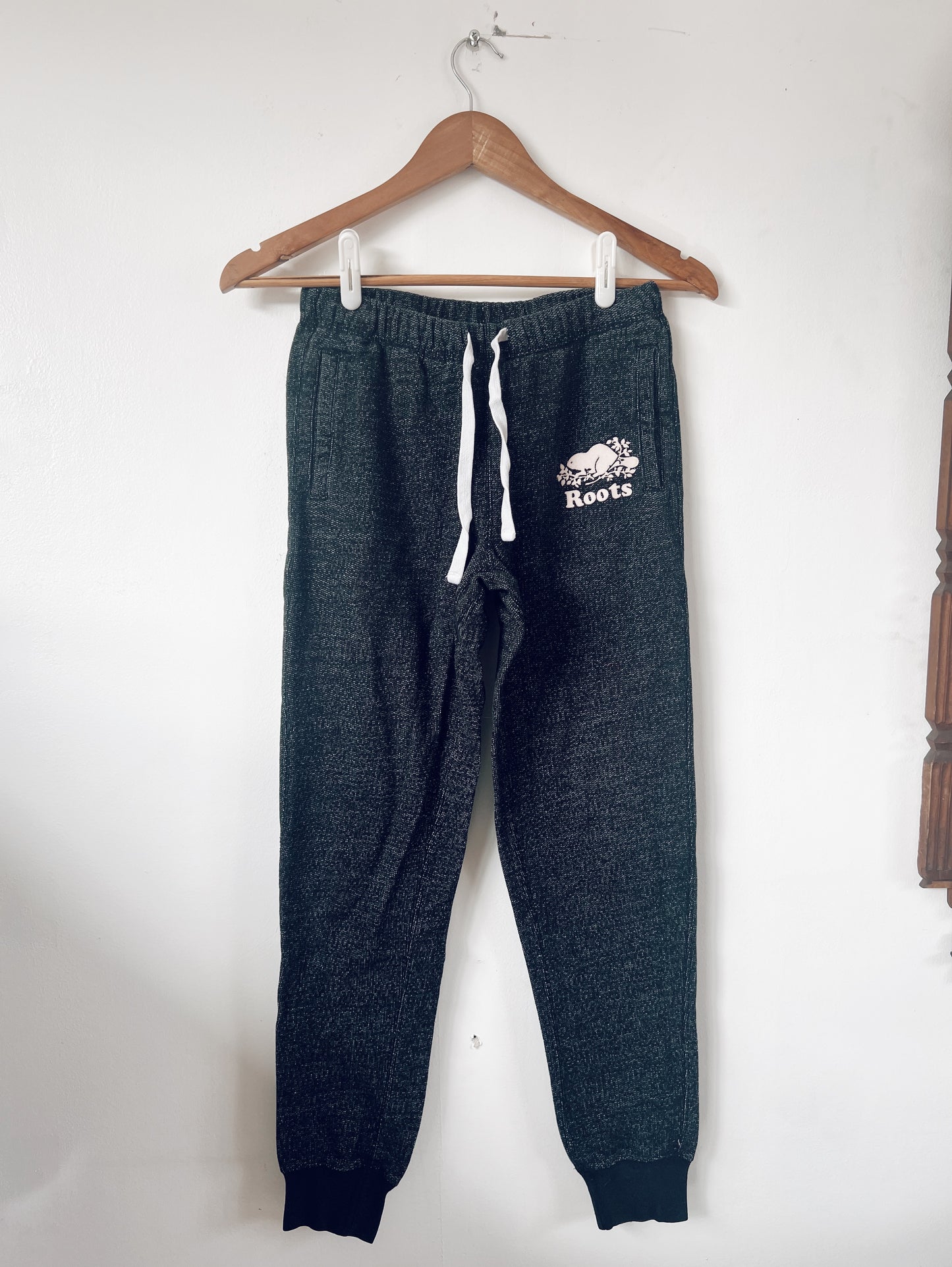 Classic Black Roots Sweatpants with White Logo
