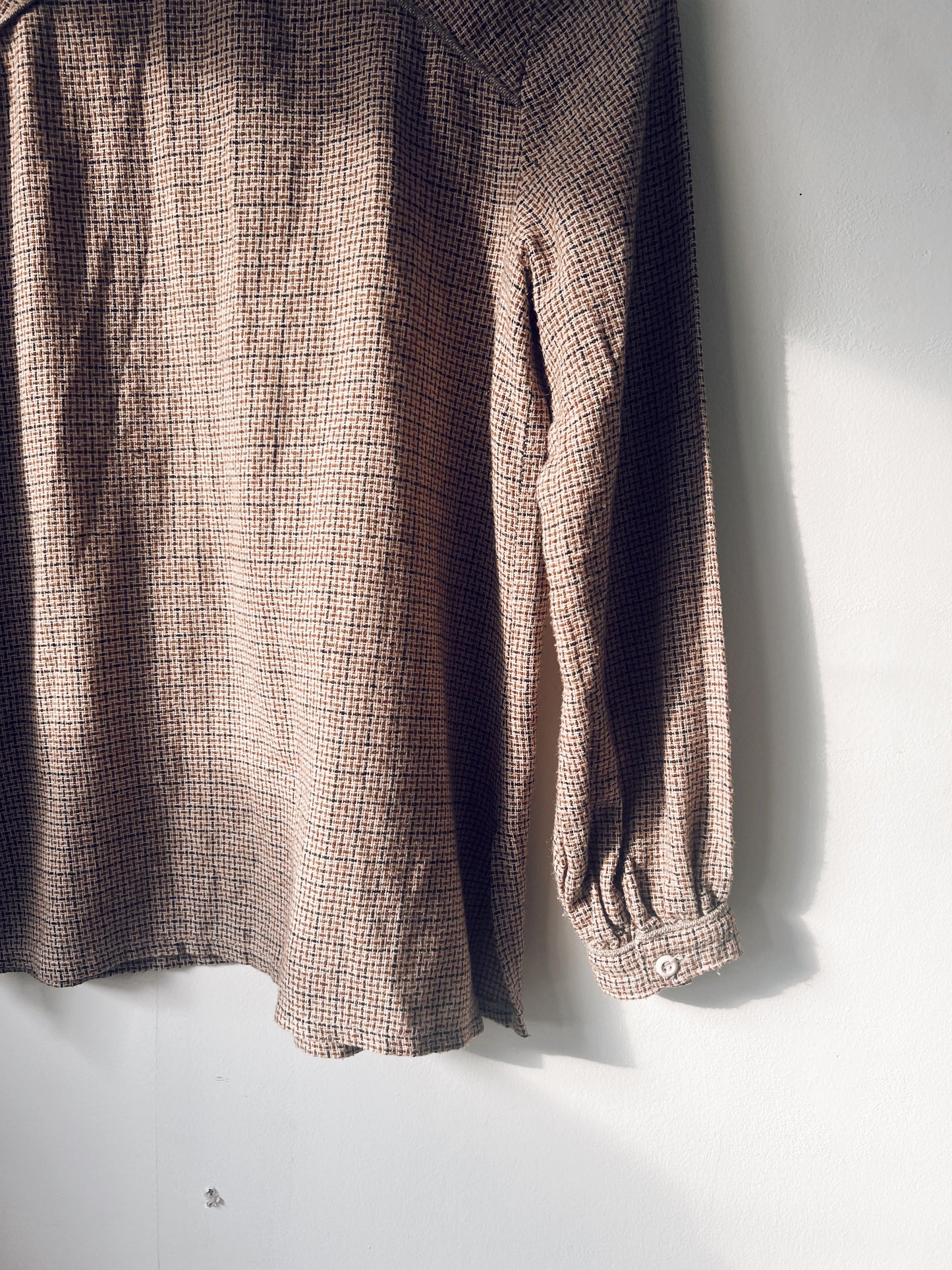 Brown Light Tweed Long Sleeve Blouse