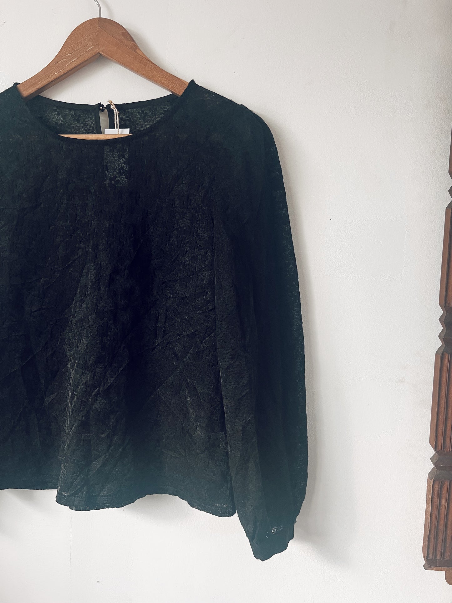 Tiny Florals Black Lace Long Sleeve Blouse