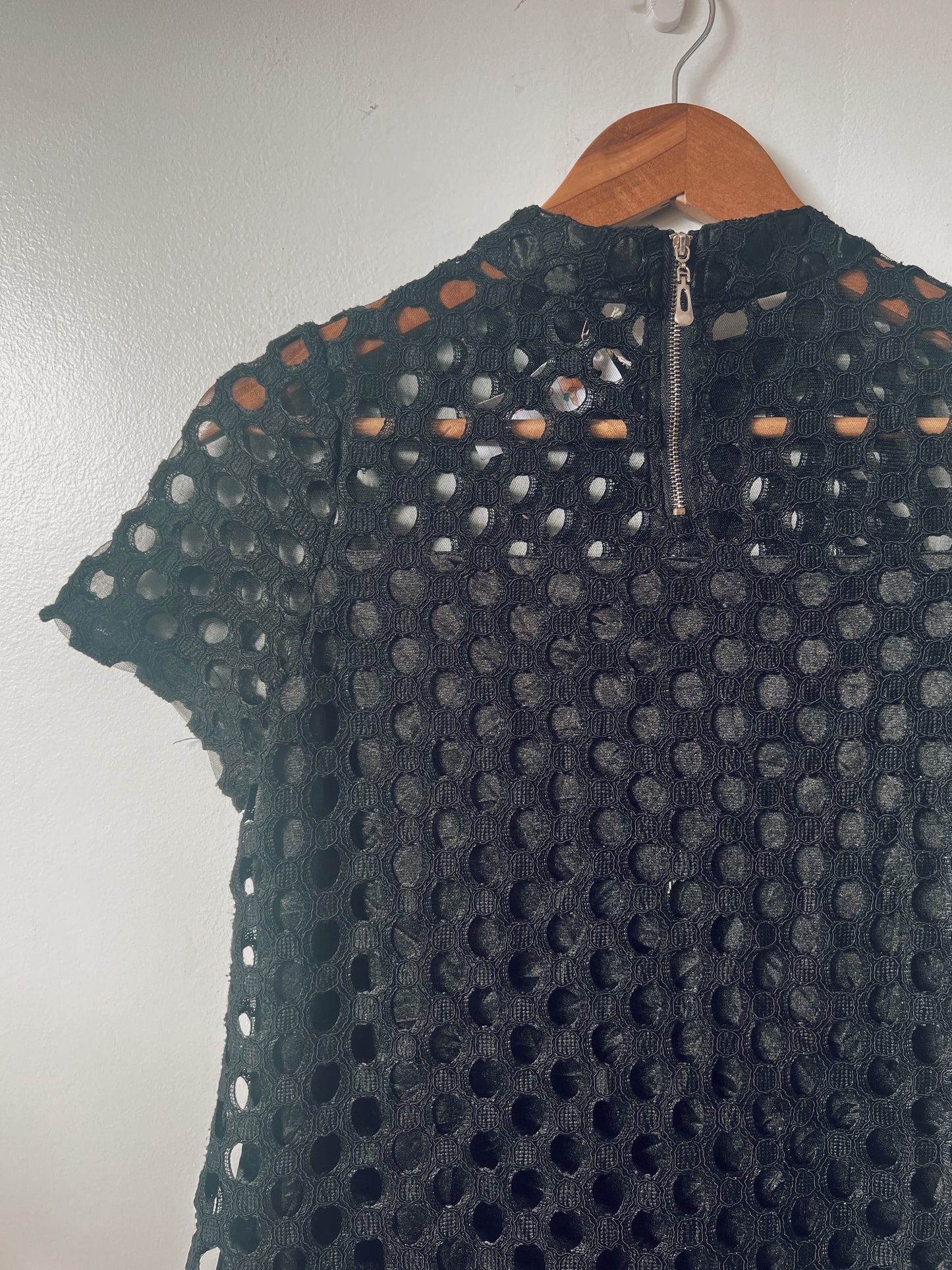 Black Patterned Short Sleeve Dress