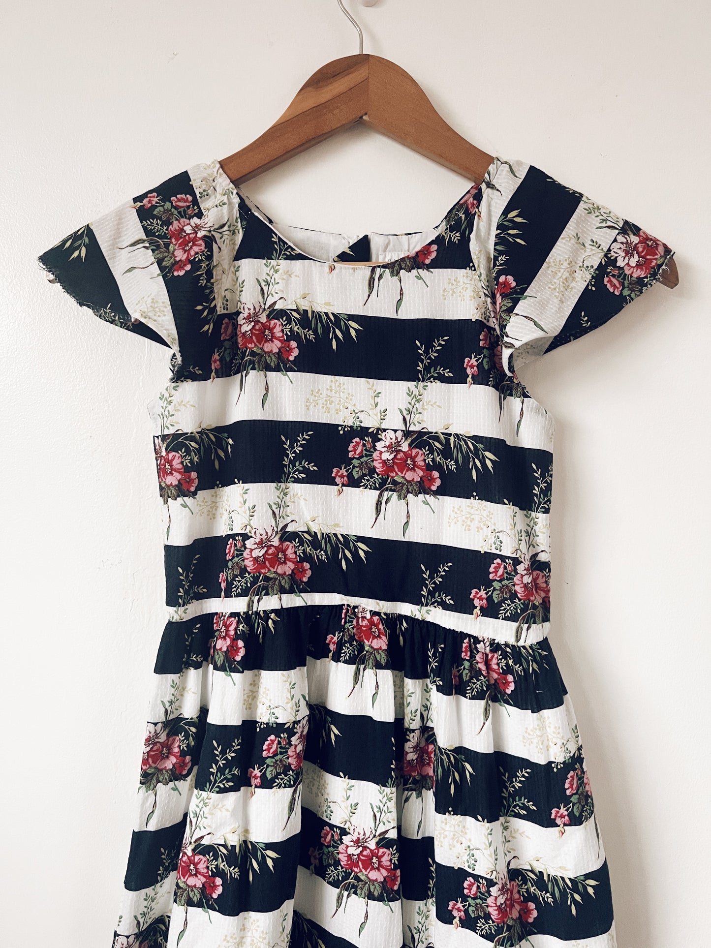 Stripes and Floral Short Sleeve Dress