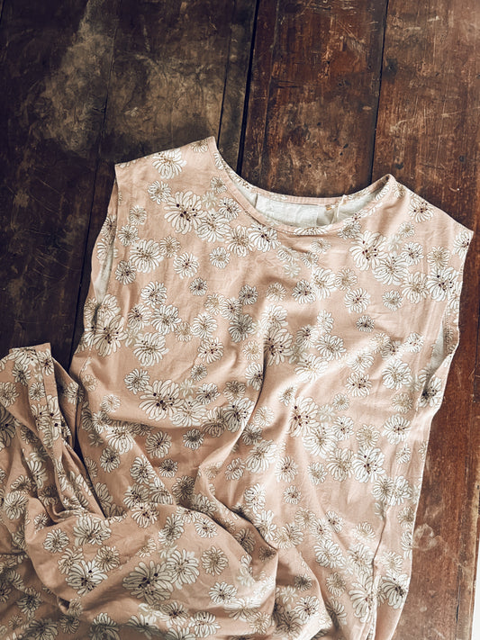Peach Floral Sleeveless Dress