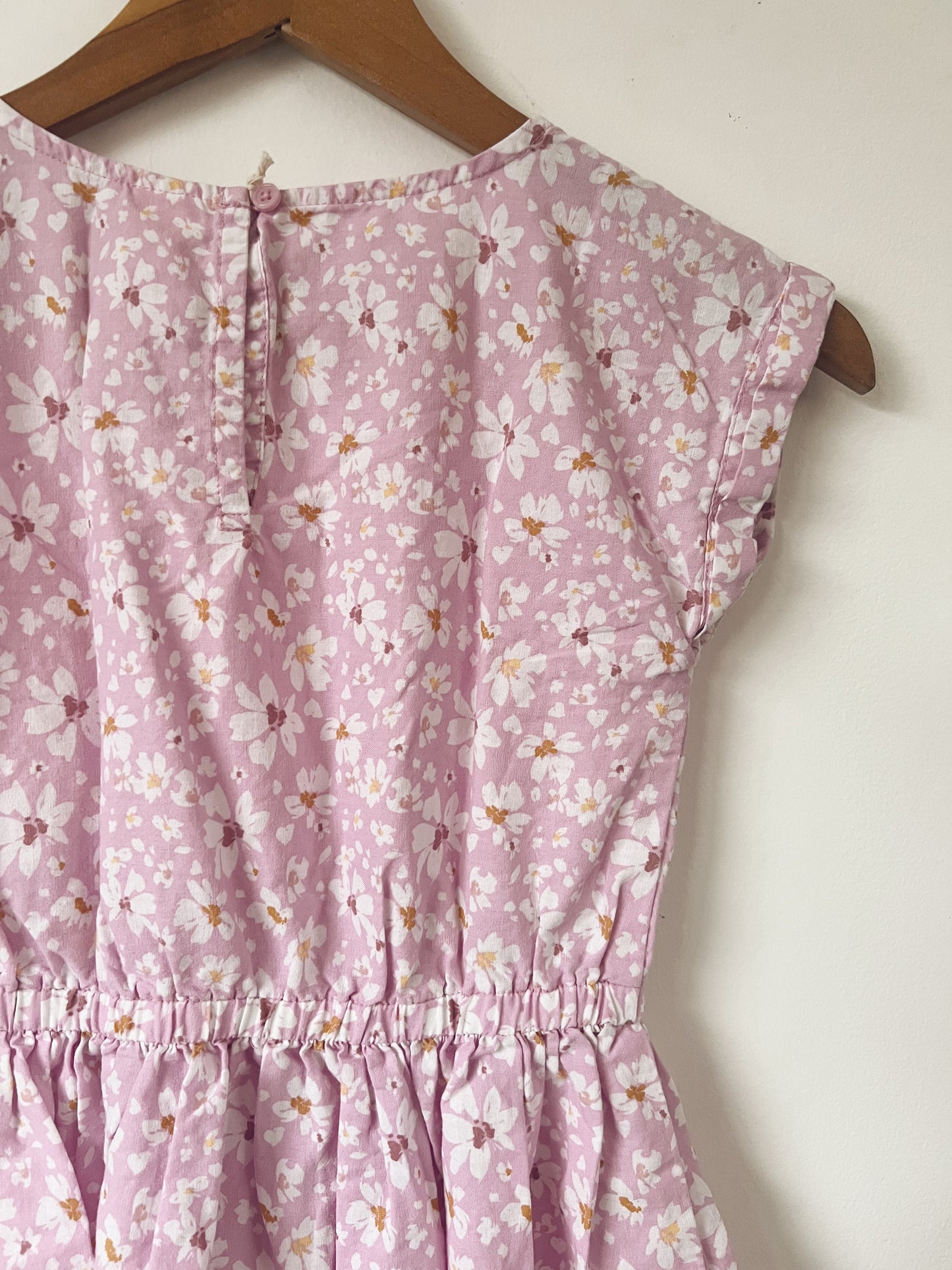 Pink with White Florals Short Sleeve Dress