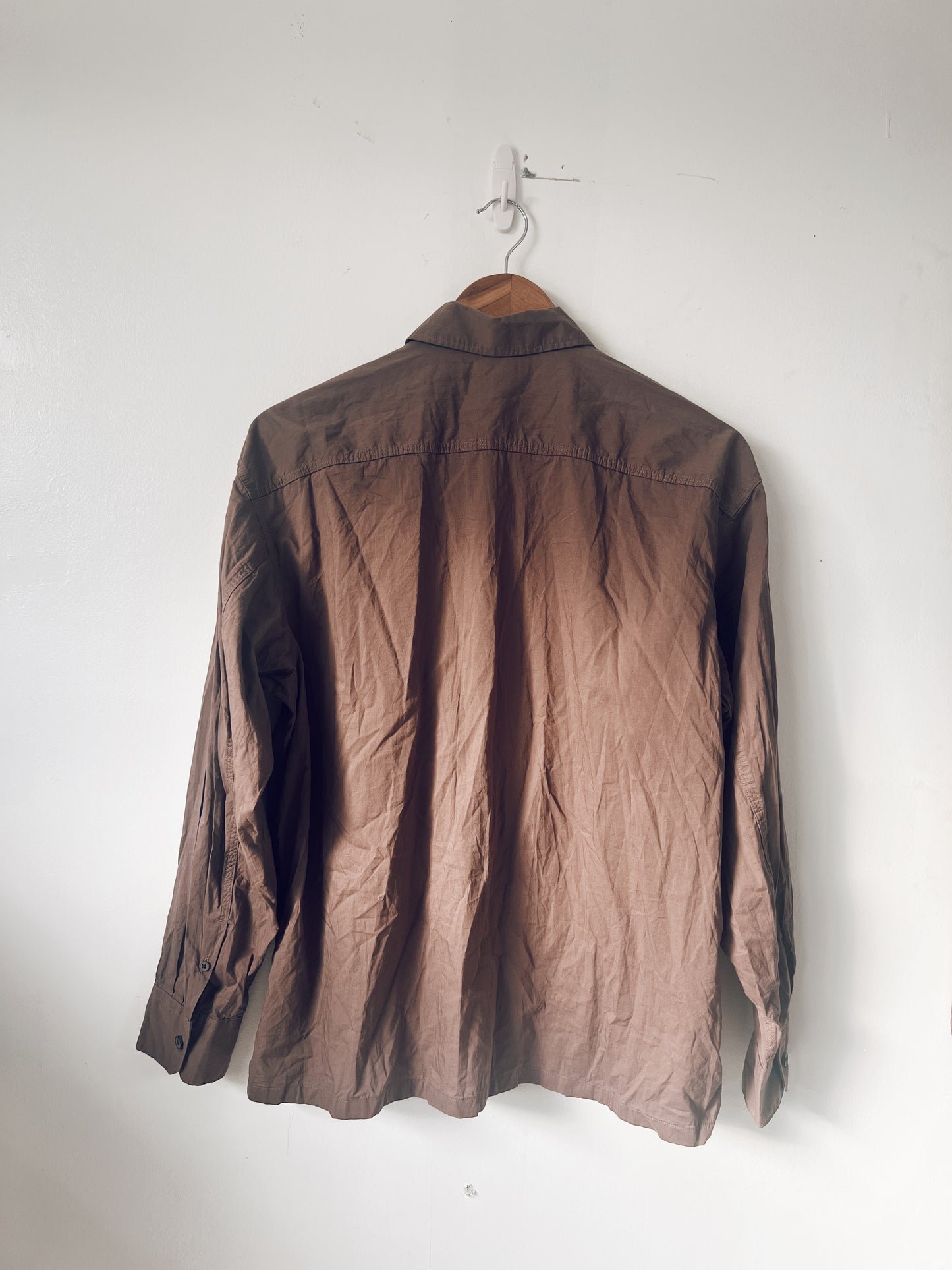 Brown Oversized Long Sleeve Blouse