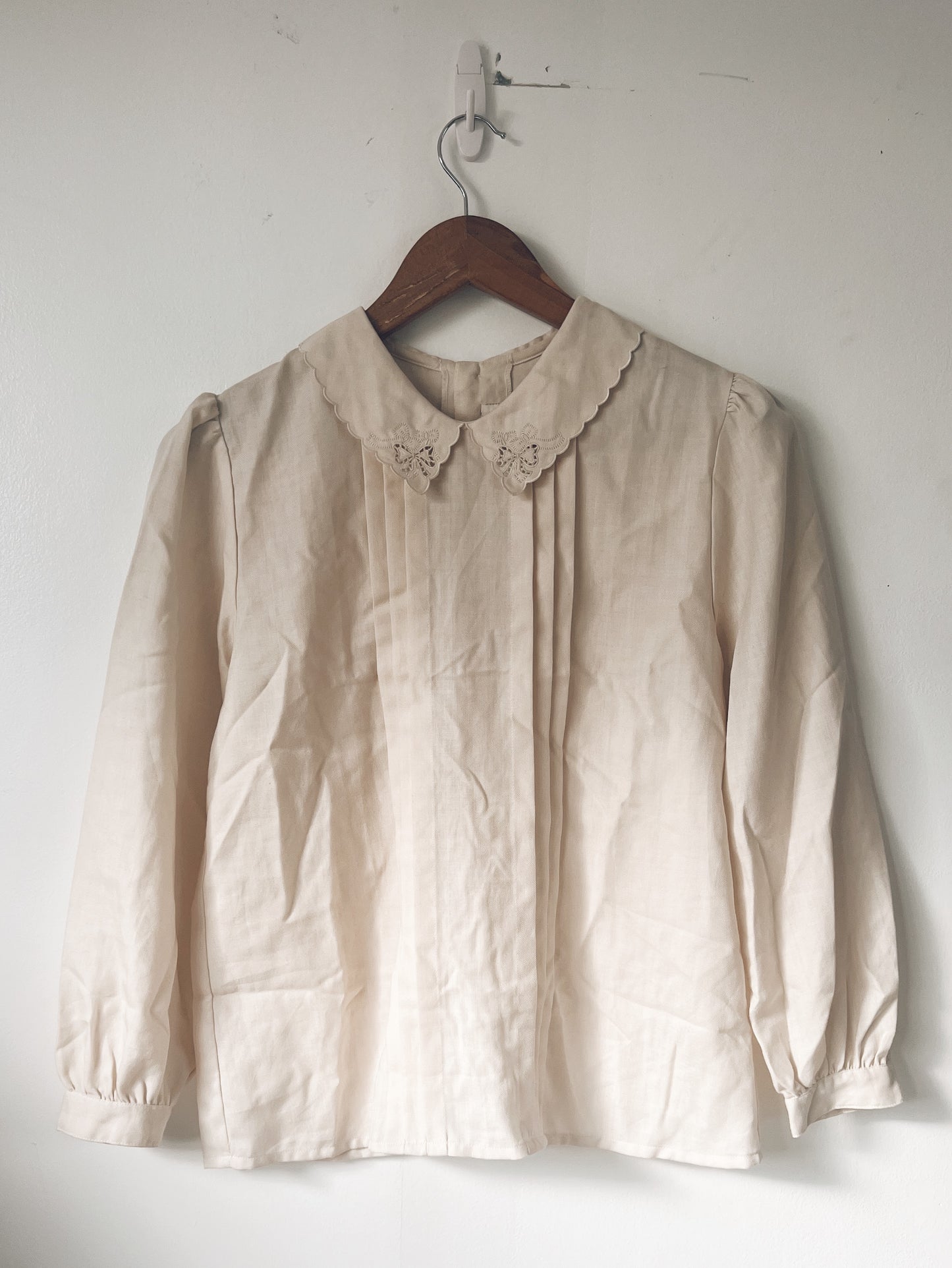 Ribbon Collar Light Brown Long Sleeve Blouse