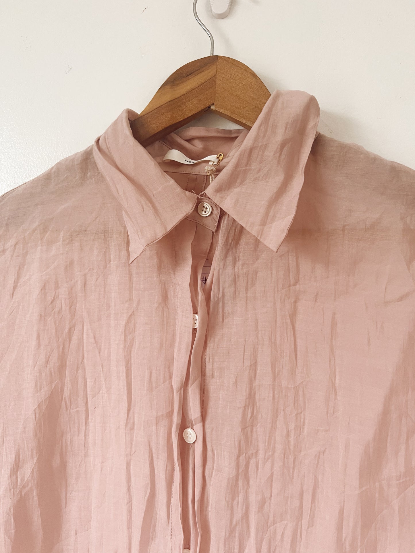 Pink Flowy Open Back Long Sleeve Blouse