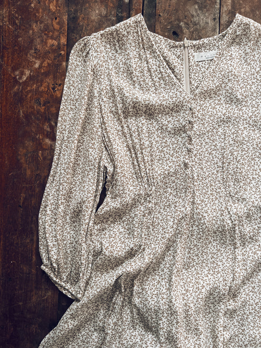 Light Brown Dress with Dainty Prints