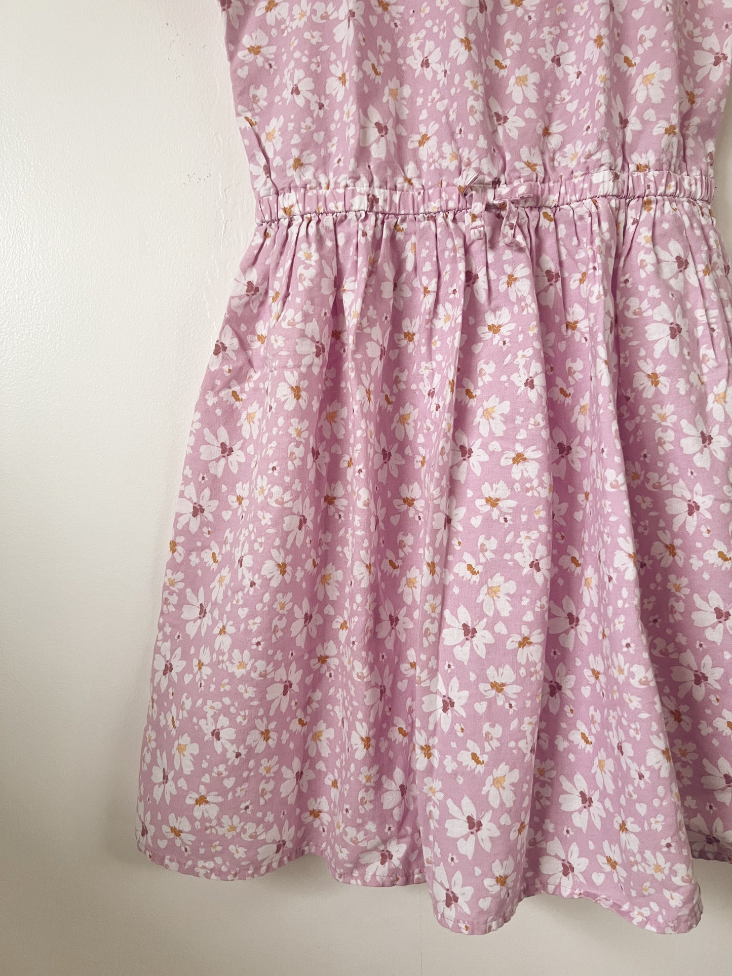 Pink with White Florals Short Sleeve Dress