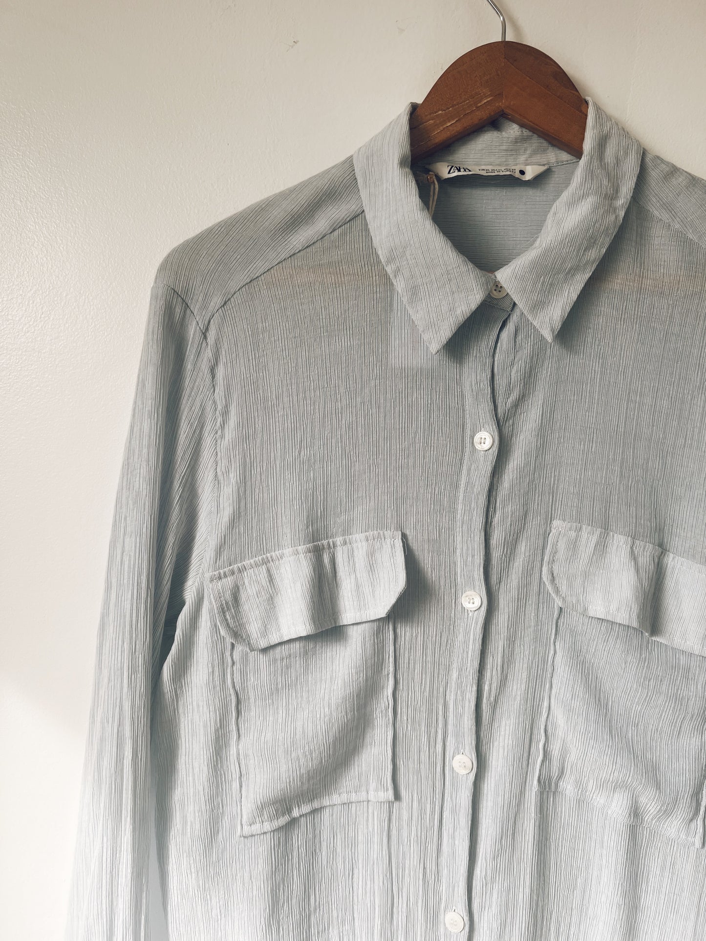 Sky Blue Long Sleeve Blouse