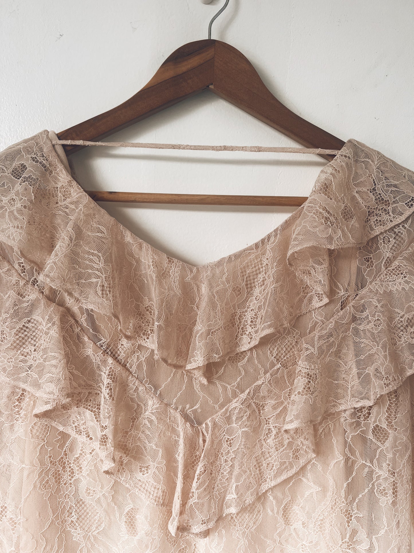 Nude Lace Long Sleeve Blouse