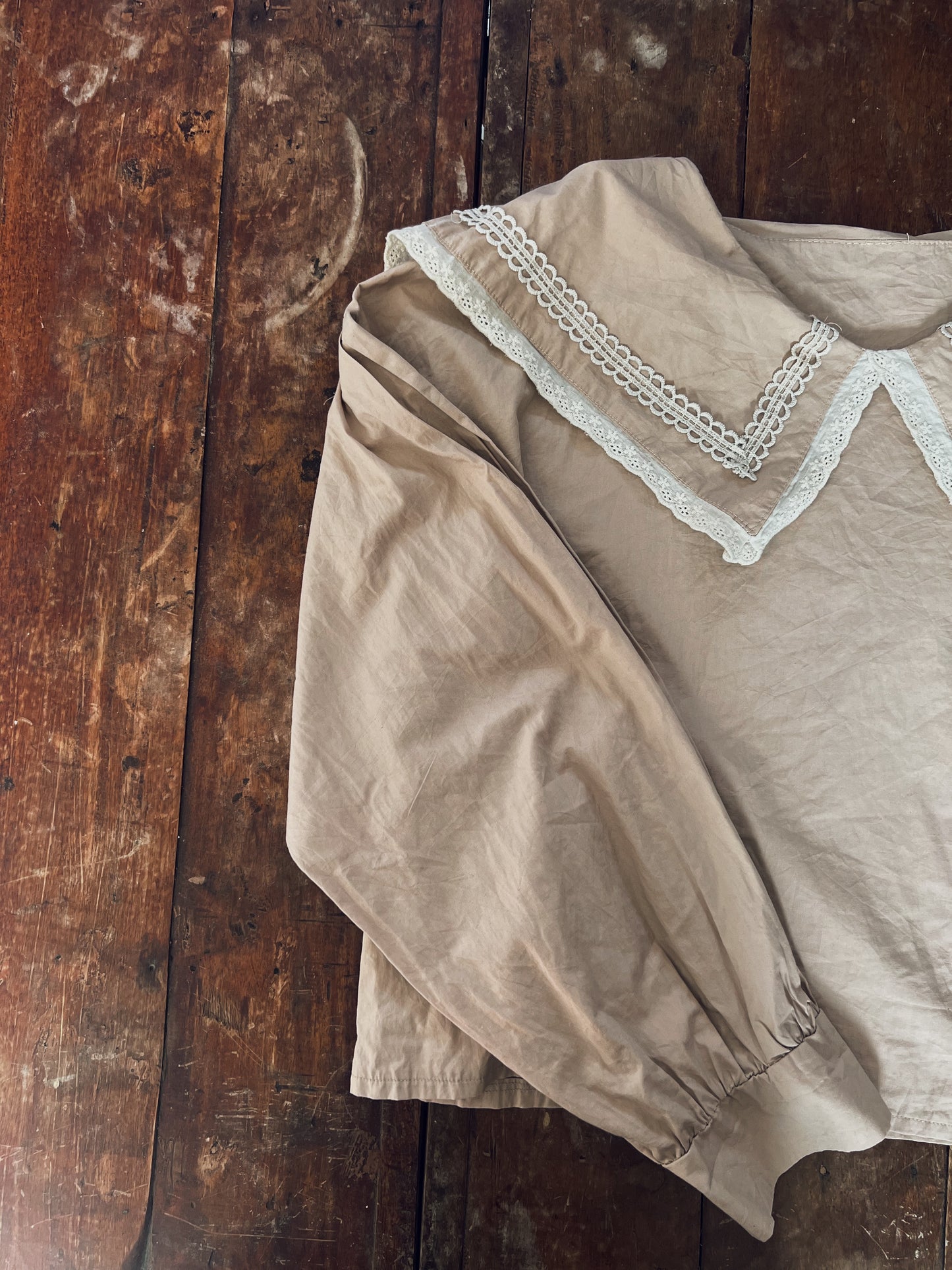 Big Collar Light Brown Long Sleeve Blouse