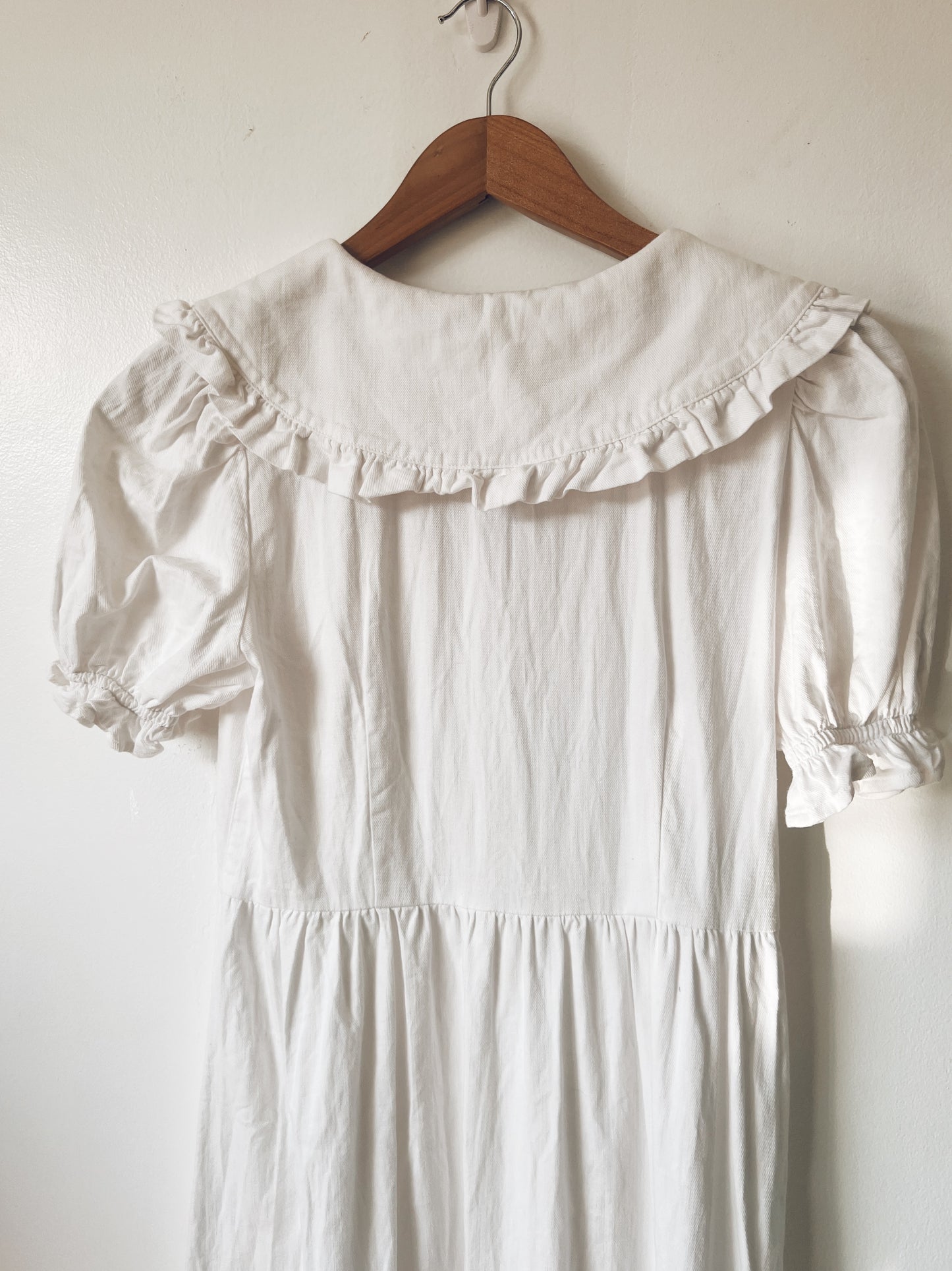 White Dress with Big Embroidered Collar