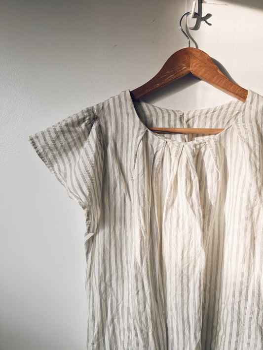 White Stripes Flutter Sleeves Blouse