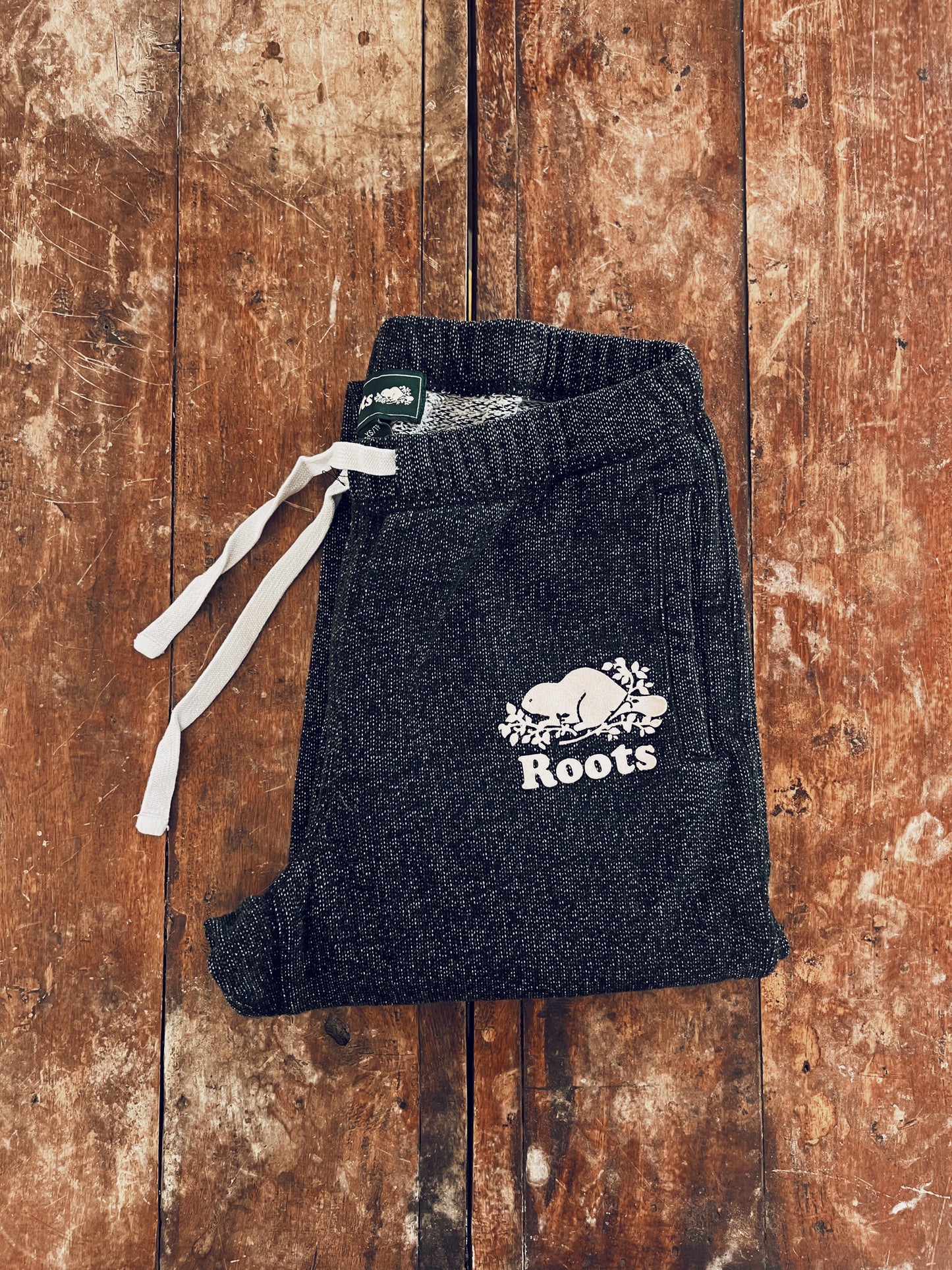 Classic Black Roots Sweatpants with White Logo