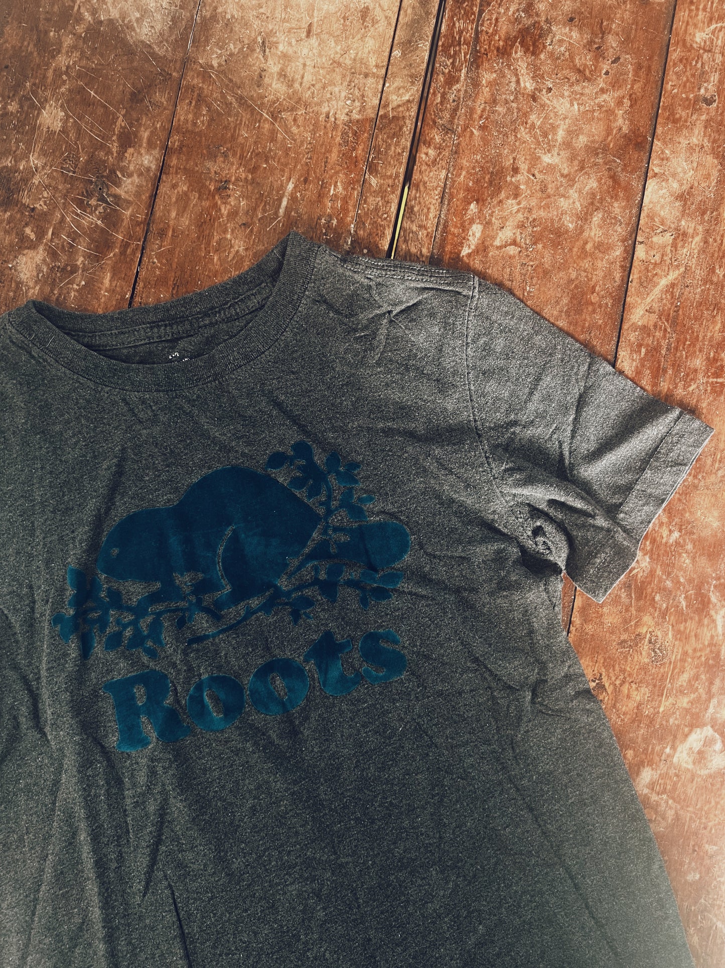 Classic Roots Tshirt with Blue Logo Print