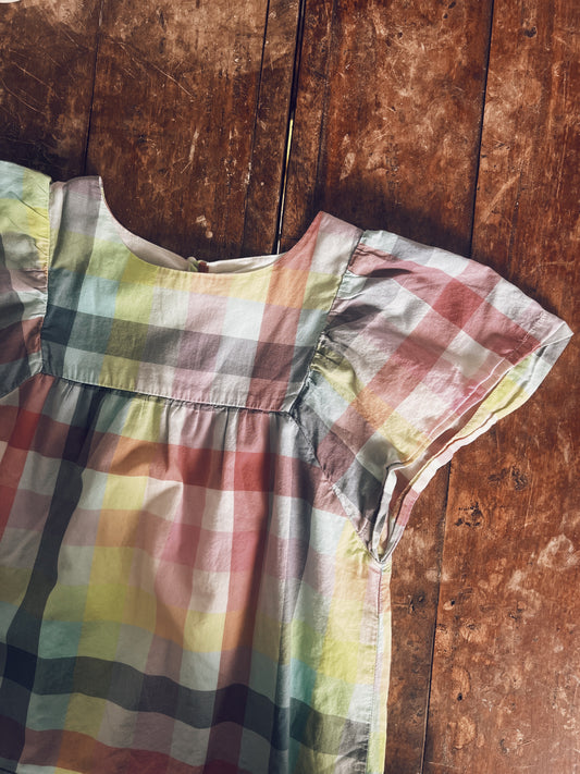 Pastel Checkered Short Sleeve Blouse