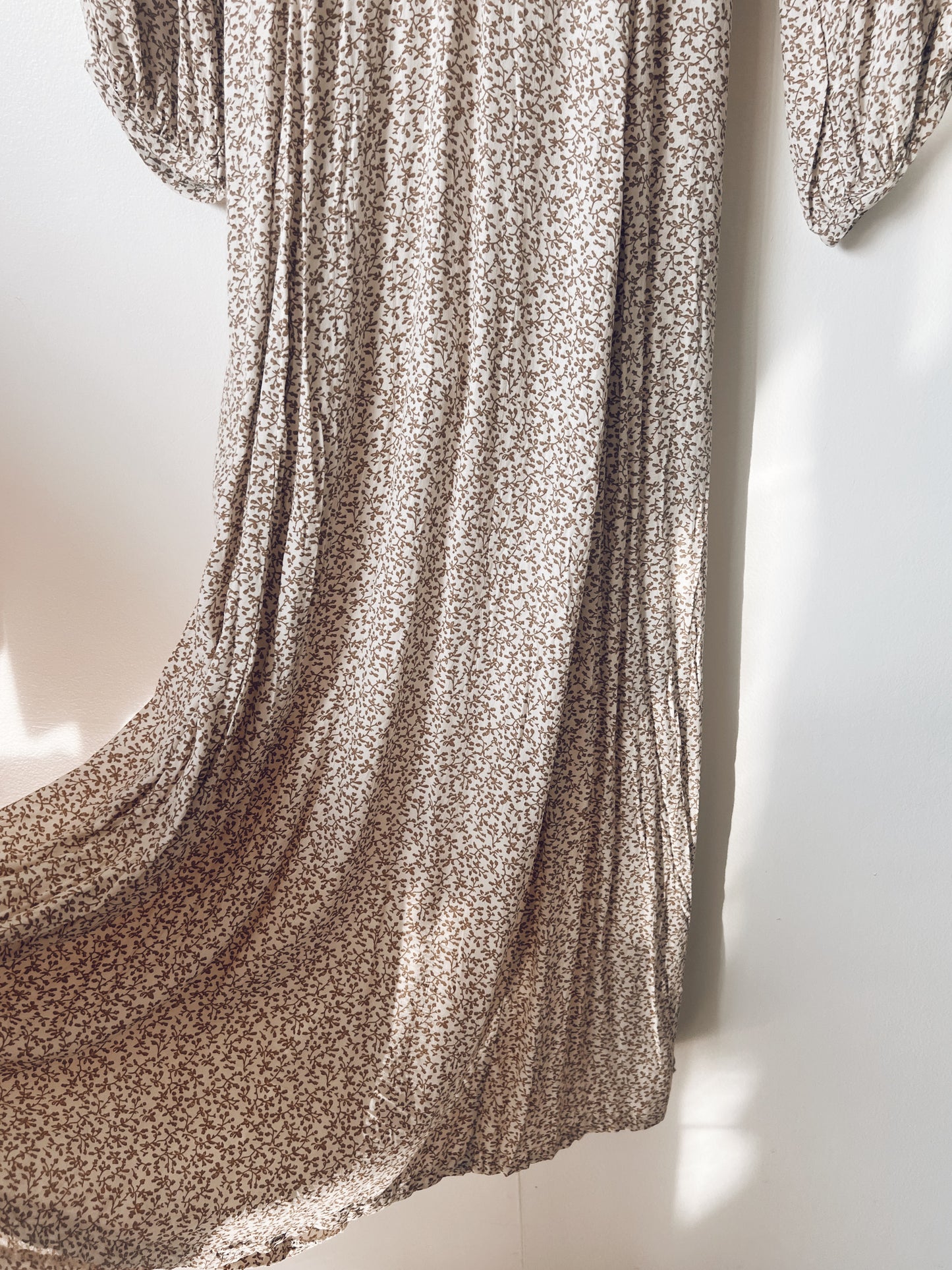 Light Brown Dress with Dainty Prints