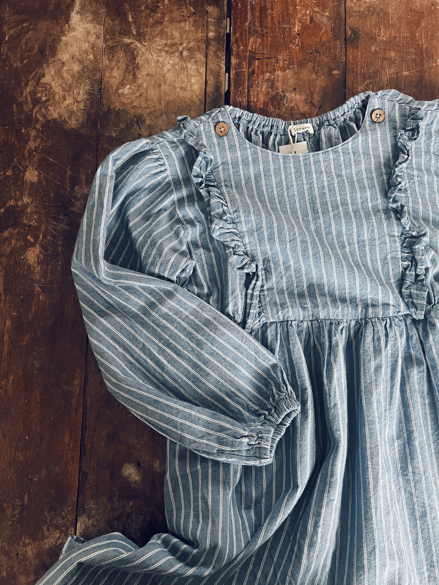 Blue and White Stripes Long Sleeve Dress