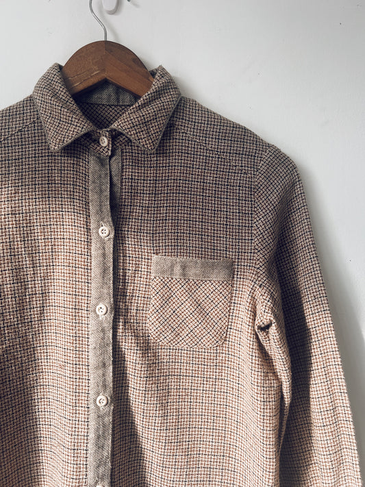 Brown Light Tweed Long Sleeve Blouse