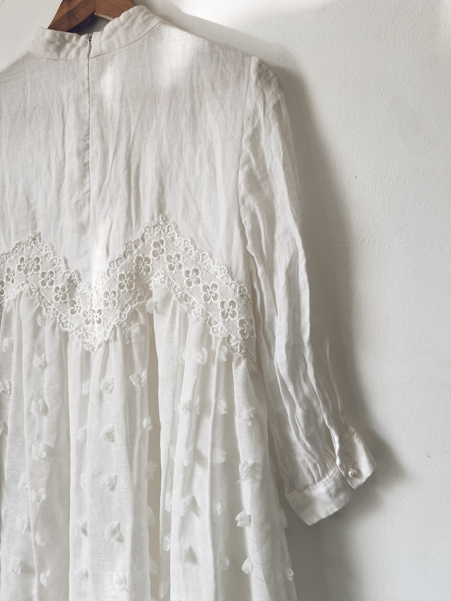 White Flowy Long Sleeve Dress