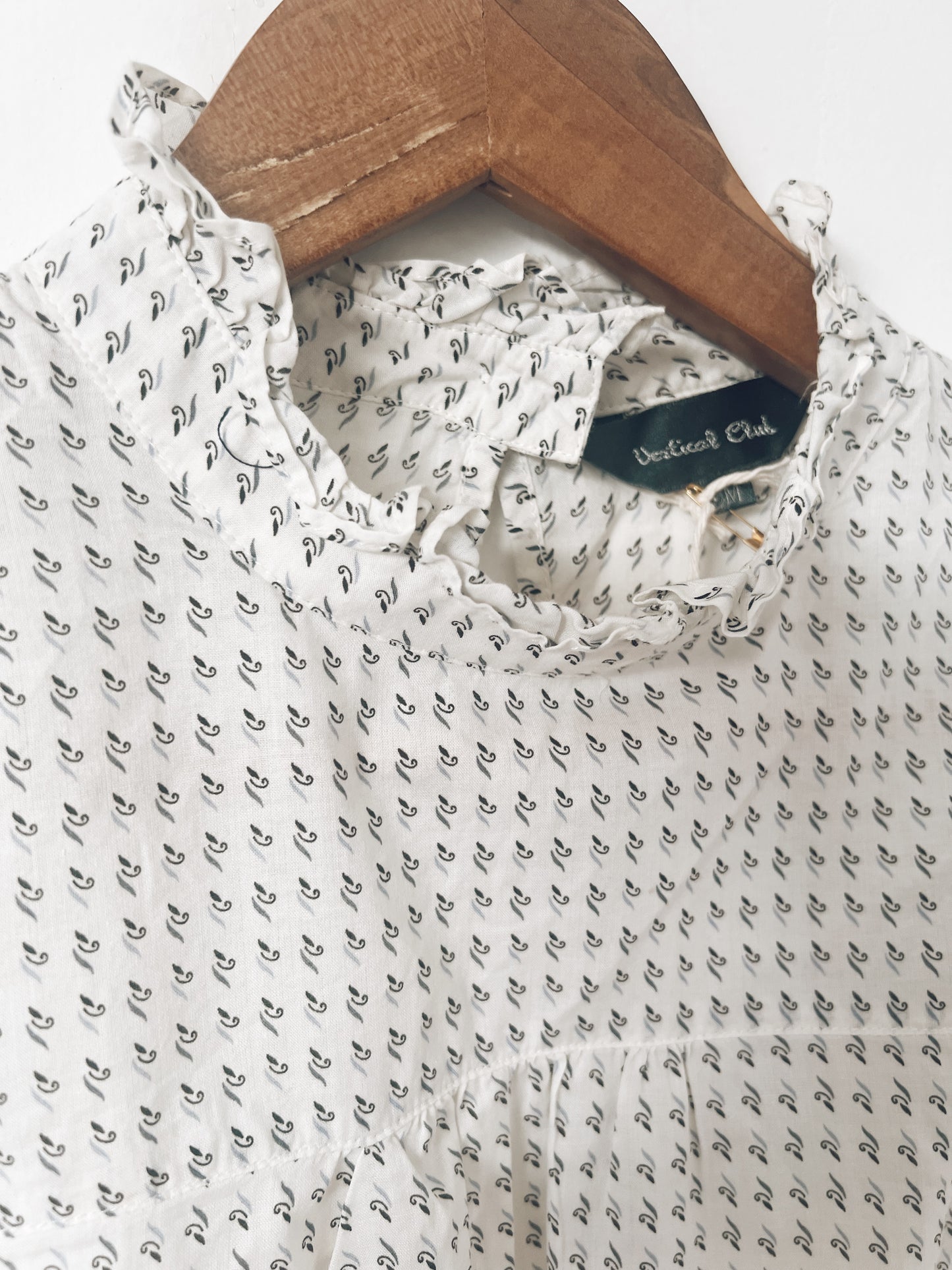 Dainty Print White Long Sleeve Blouse