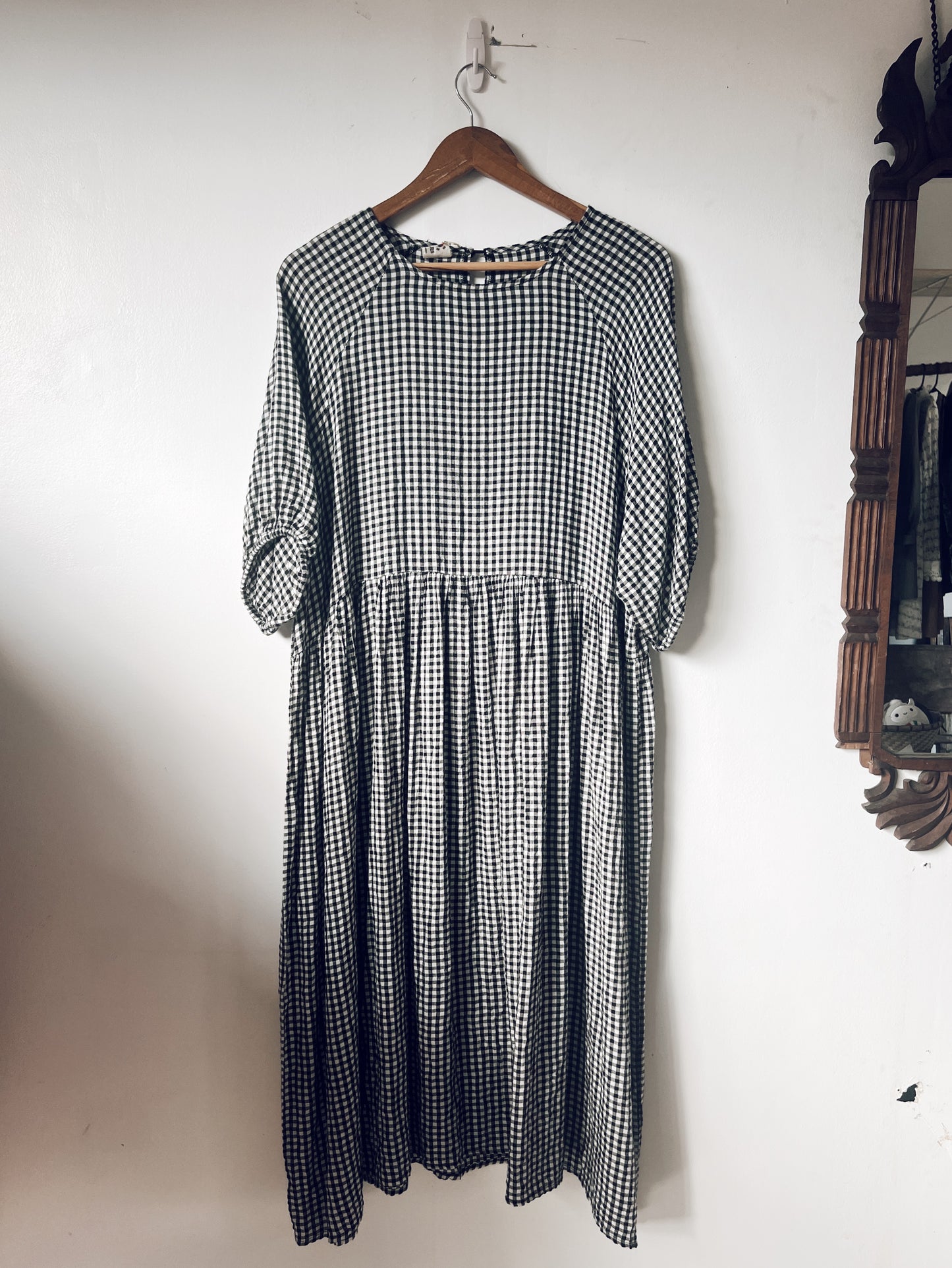 Black and White Checkered Short Sleeve Dress