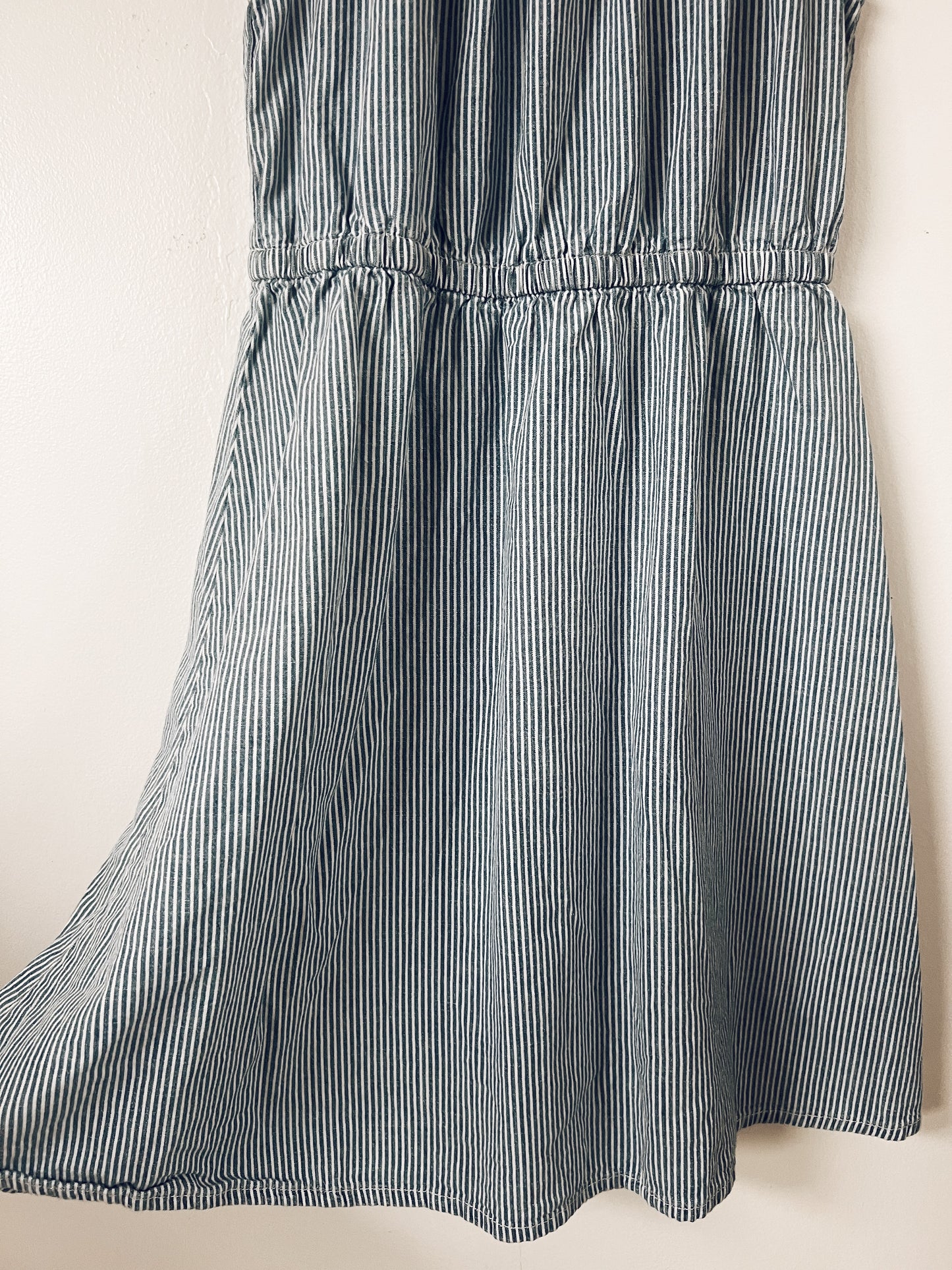 Blue and White Stripes Sleeveless Dress