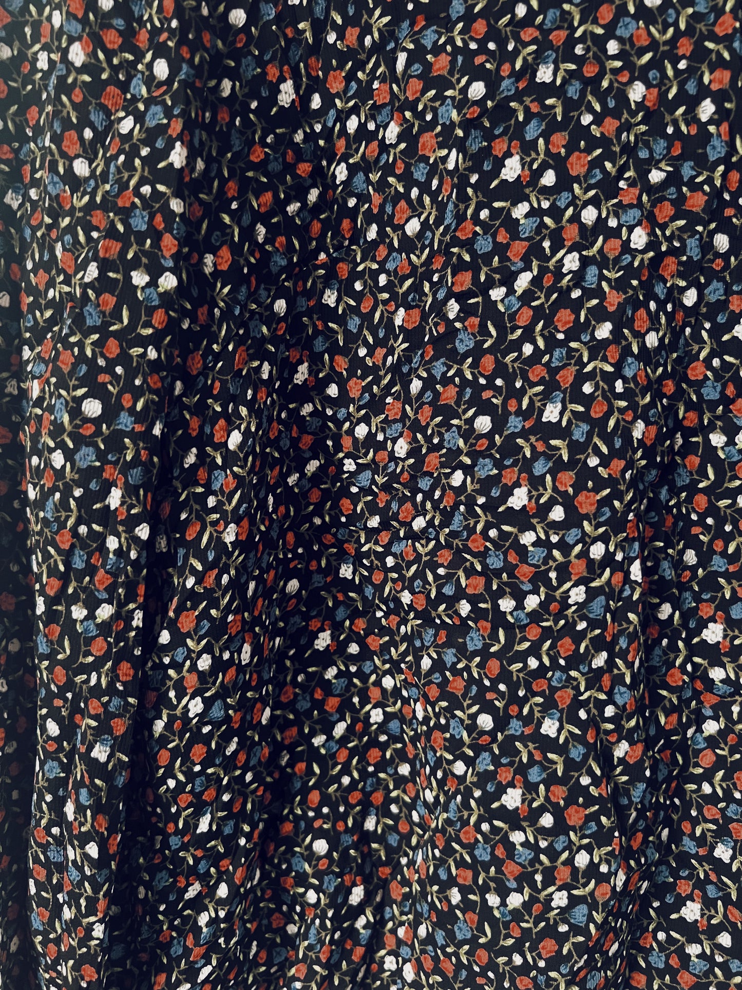 Dainty Floral Black Long Sleeve Blouse