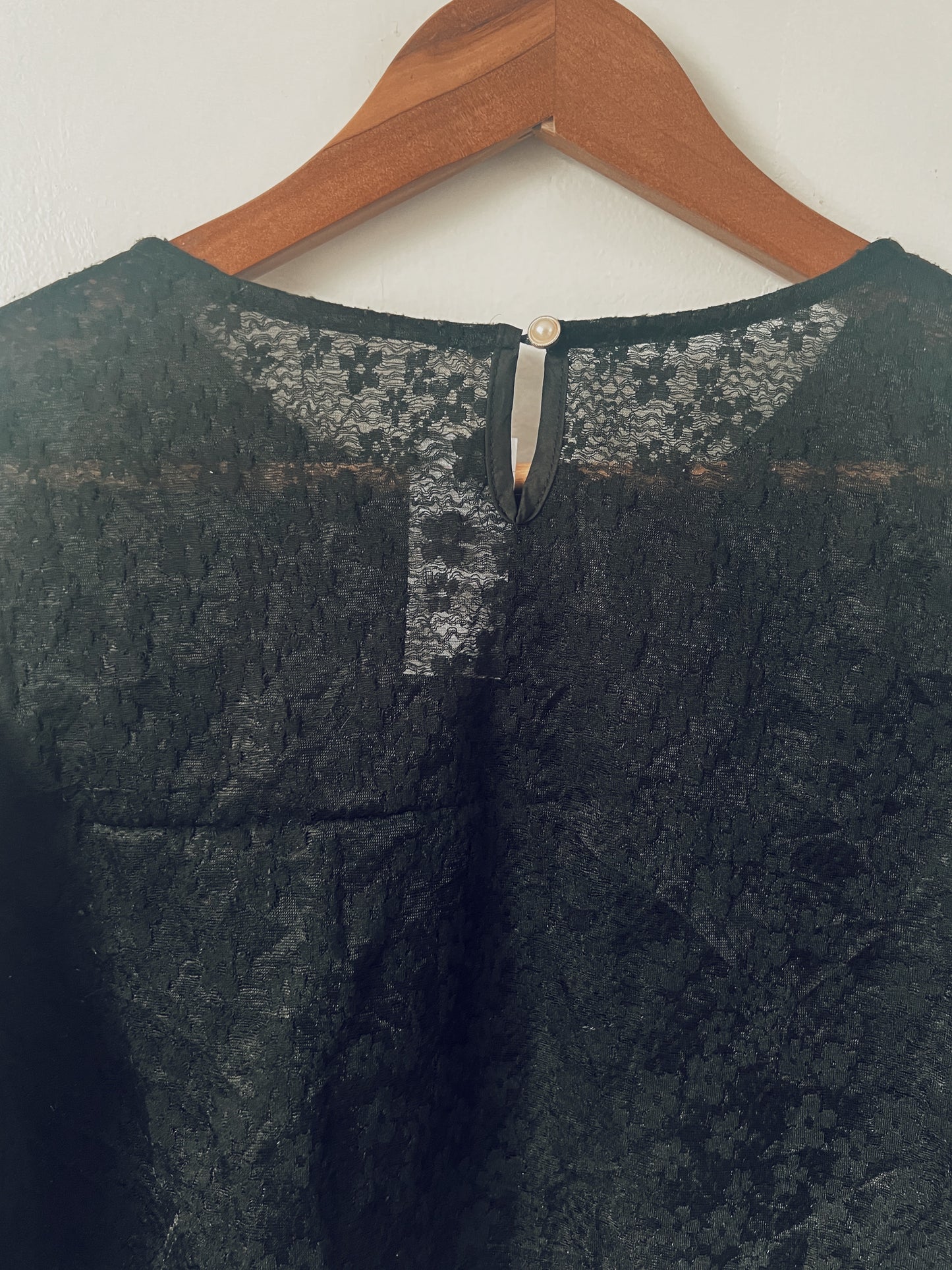 Tiny Florals Black Lace Long Sleeve Blouse