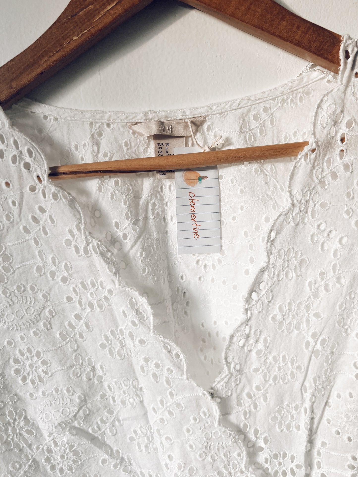 White Eyelet Wrap Around Short Sleeve Blouse