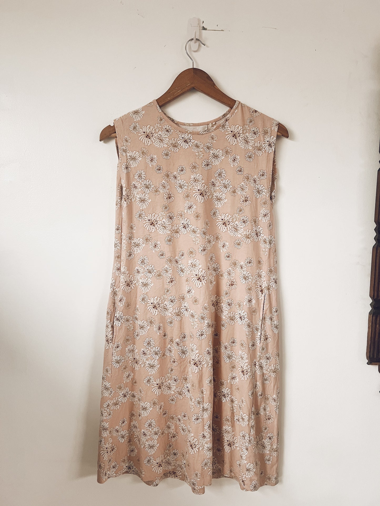 Peach Floral Sleeveless Dress