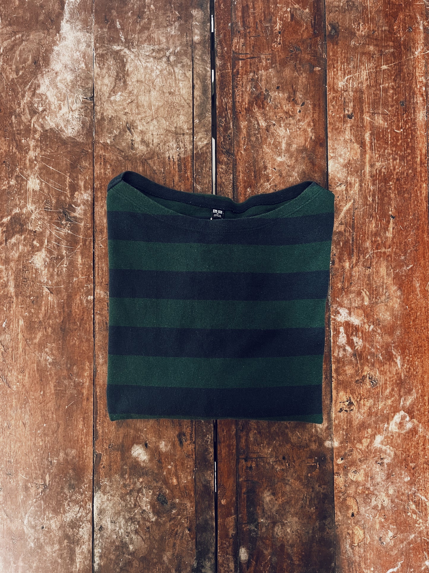 Blue and Green Stripes Boatneck Tshirt