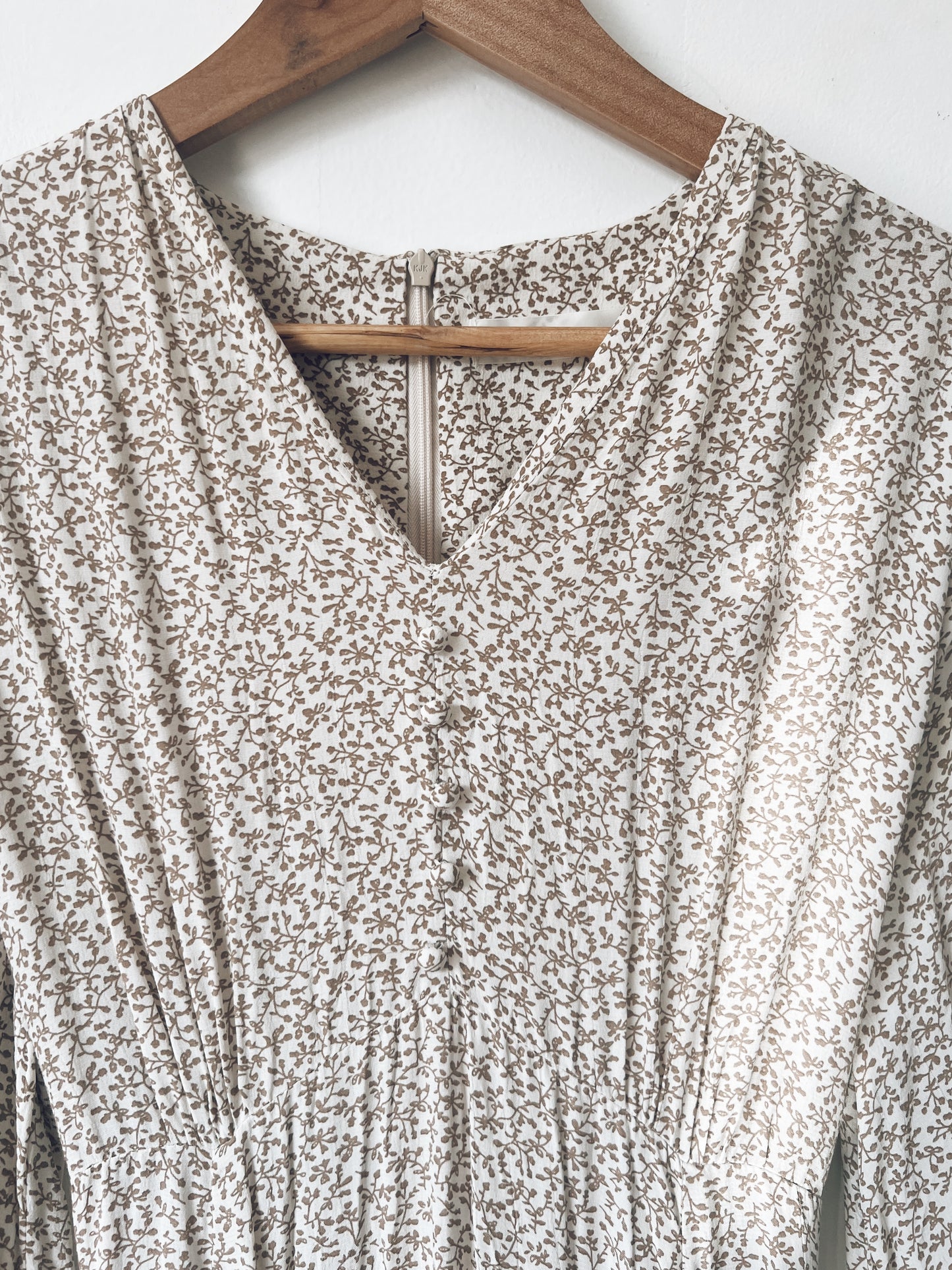 Light Brown Dress with Dainty Prints