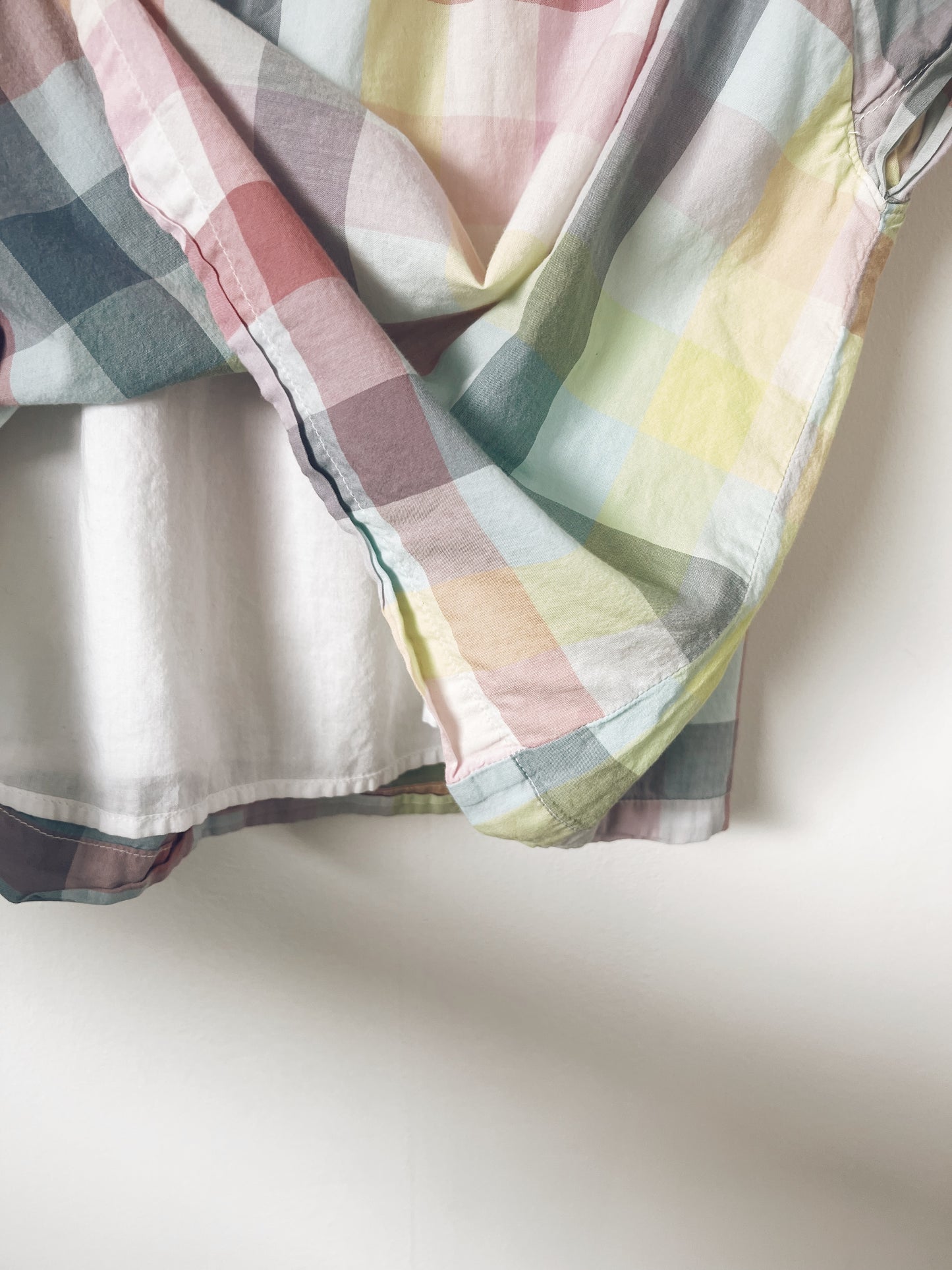 Pastel Checkered Short Sleeve Blouse