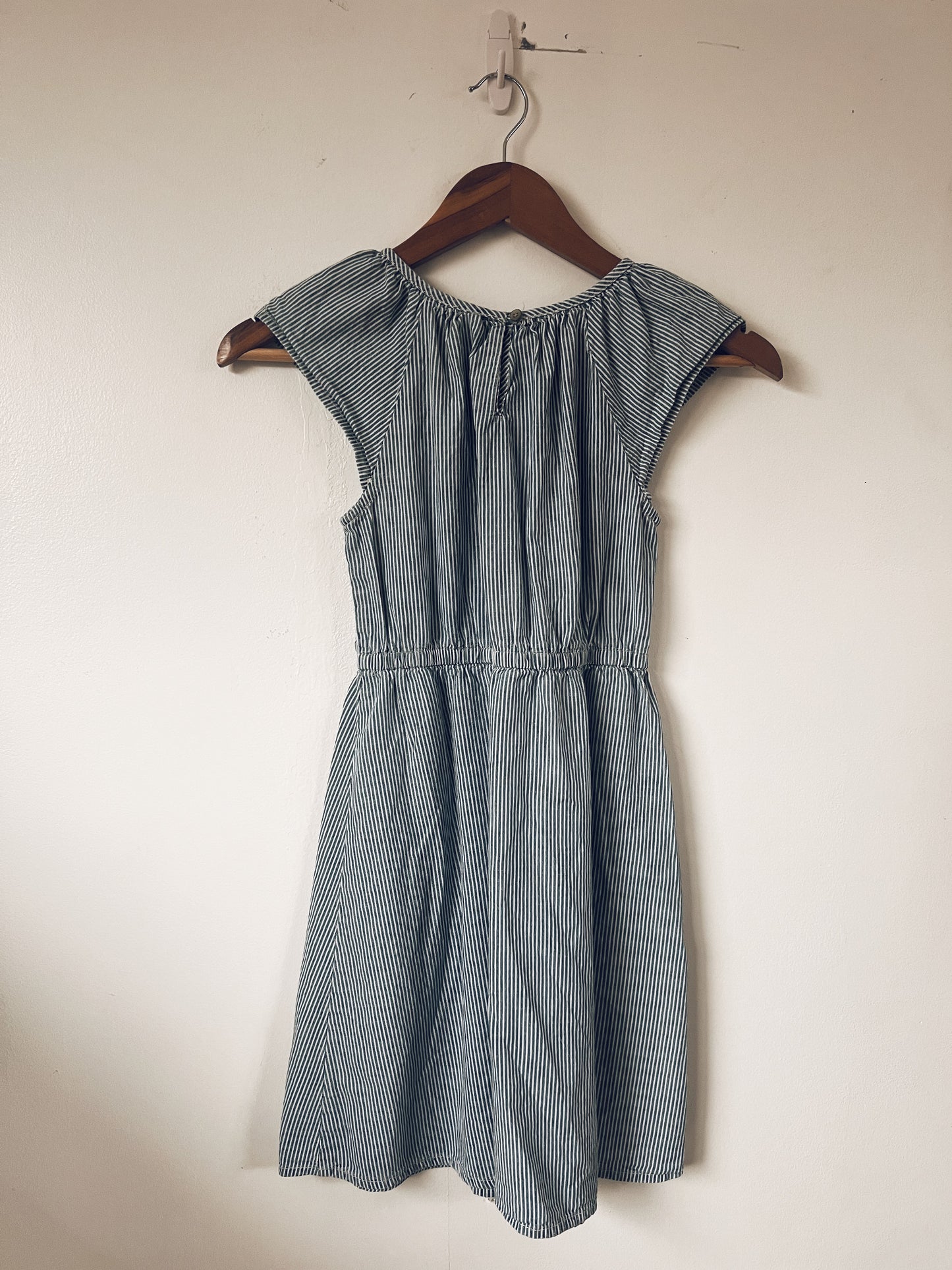 Blue and White Stripes Sleeveless Dress