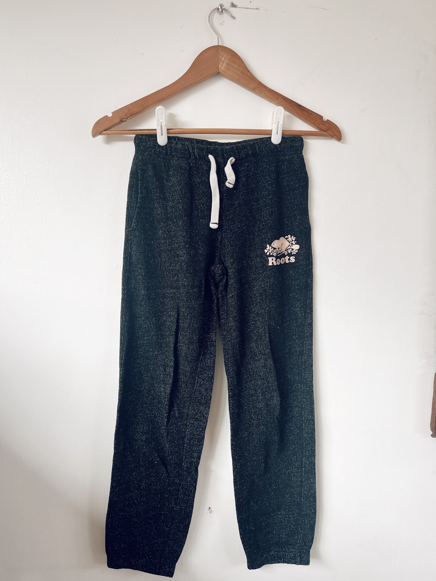 Classic Black Roots Sweatpants with White Drawstrings