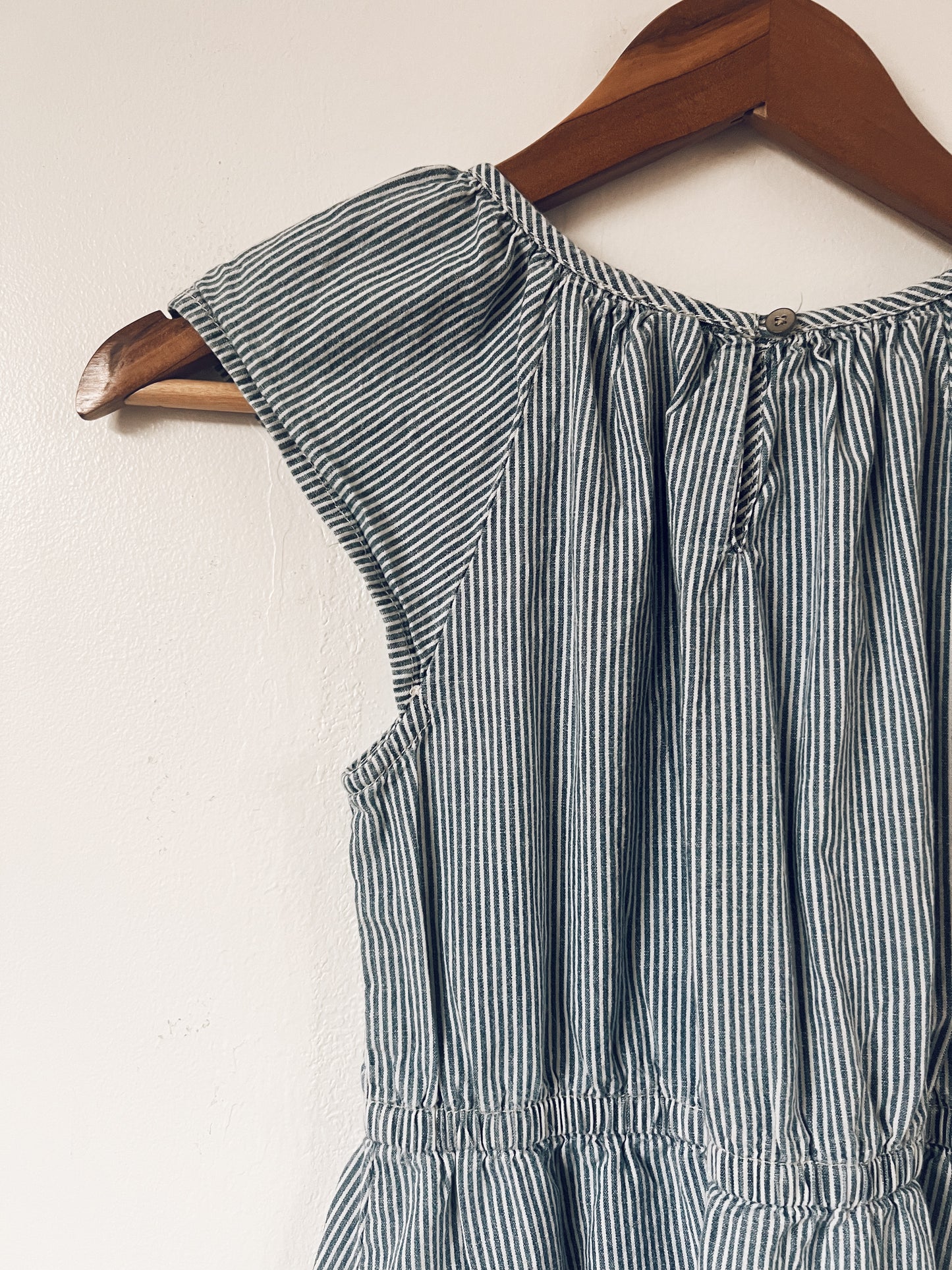 Blue and White Stripes Sleeveless Dress