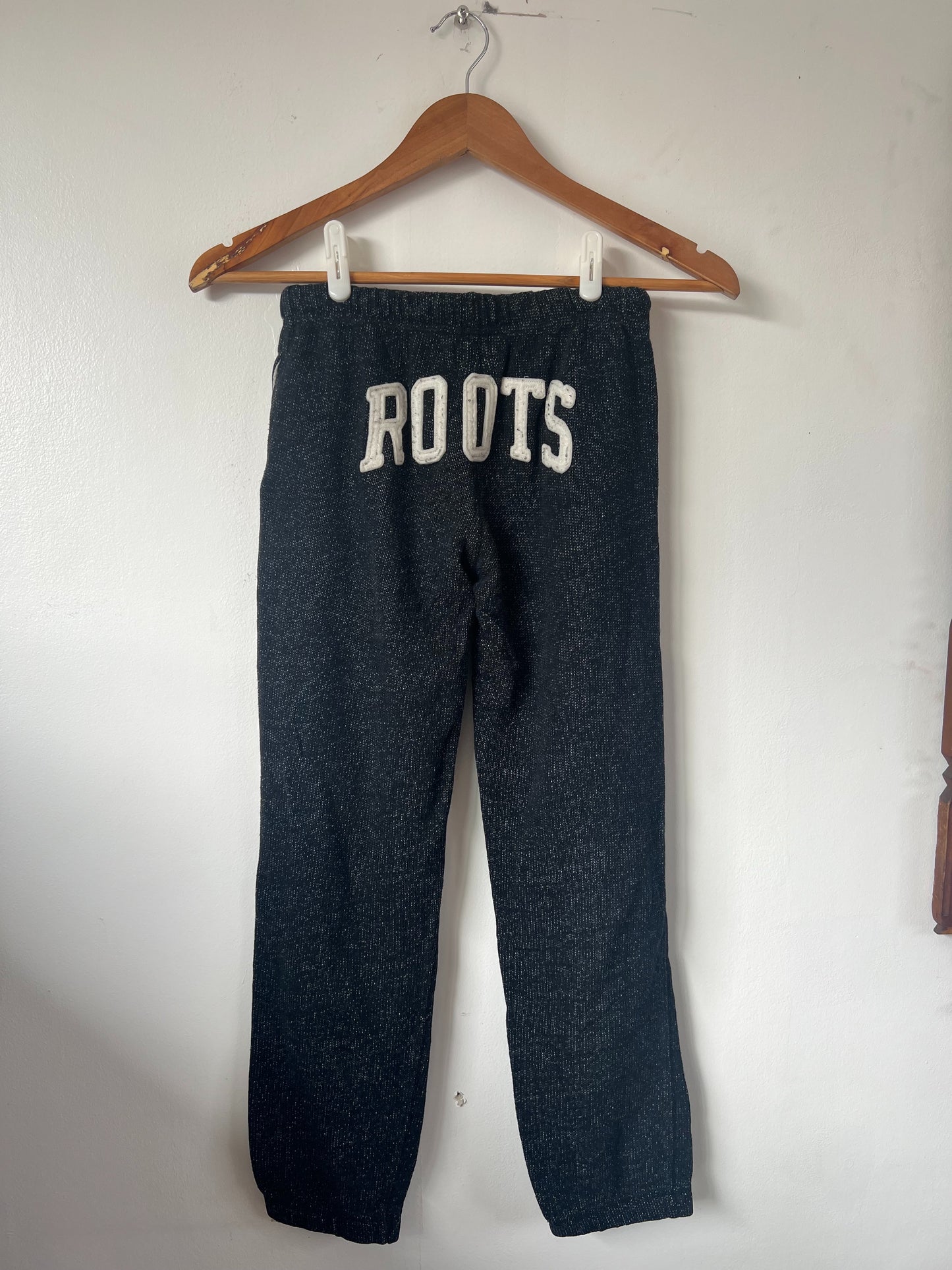 Classic Black Roots Sweatpants with White Drawstrings