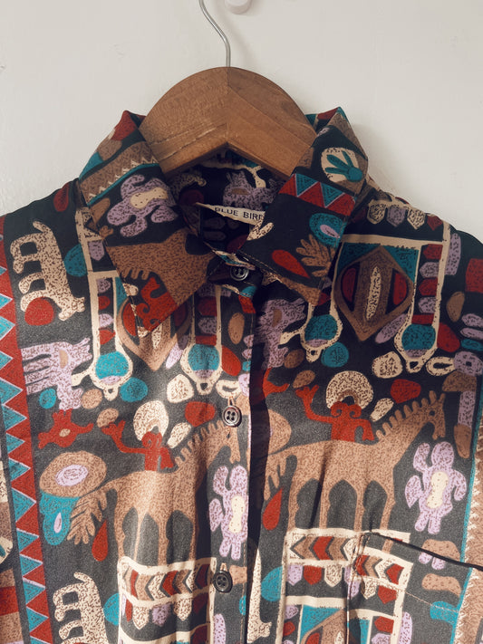 Quirky Printed Long Sleeve Blouse