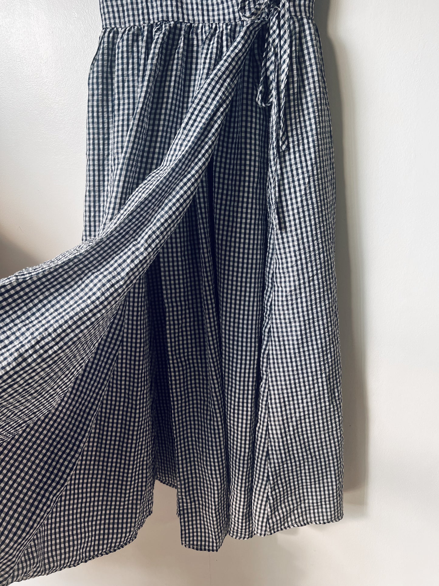 Blue and White Checkered Short Sleeve Dress